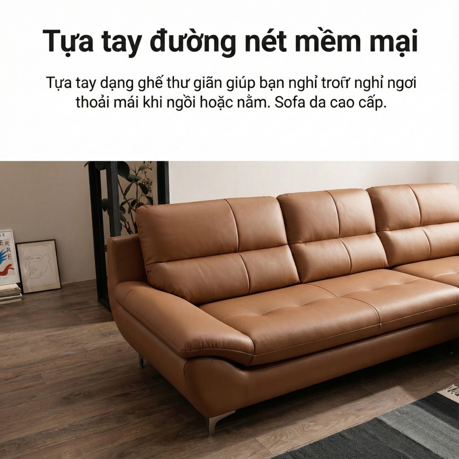 Sofa SEABREE - Sofa Góc Hiện Đại Bọc Da Cho Phòng Khách Chung Cư