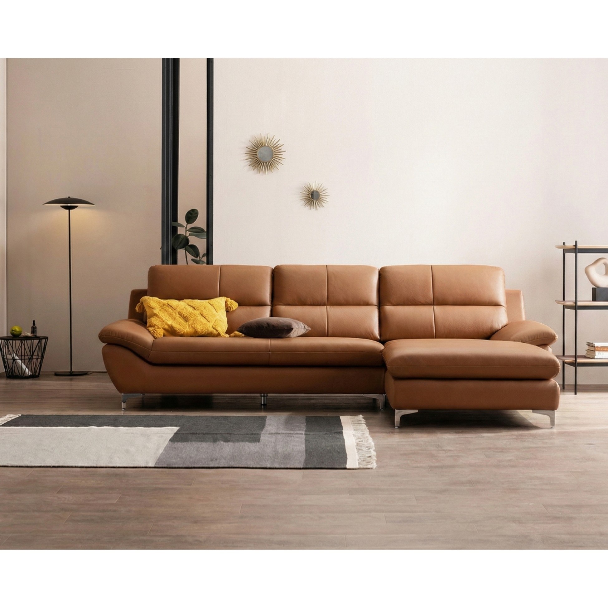 sofa gỗ góc chữ L phong cách hiện đại tối giản phòng khách