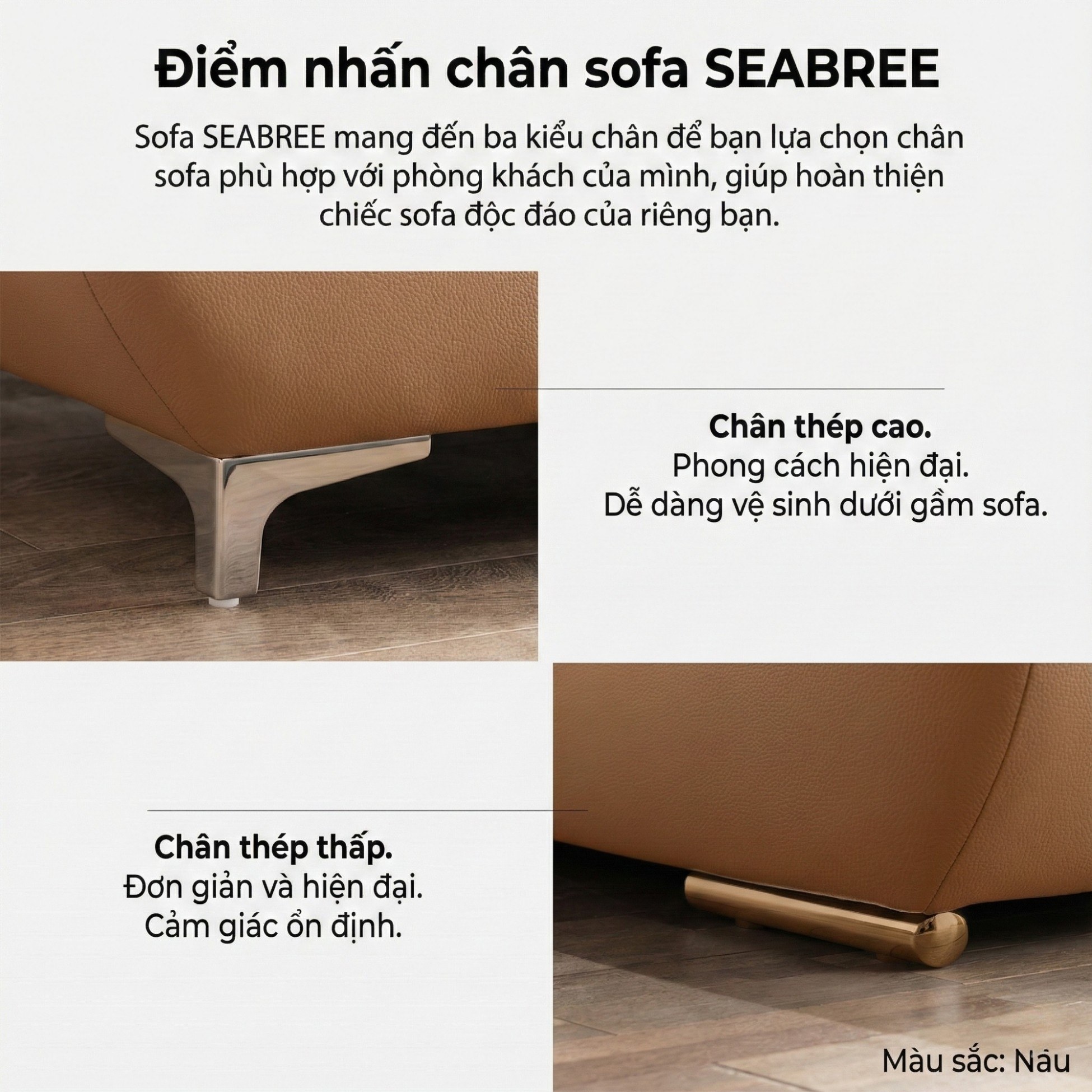 Sofa SEABREE - Sofa Góc Hiện Đại Bọc Da Cho Phòng Khách Chung Cư