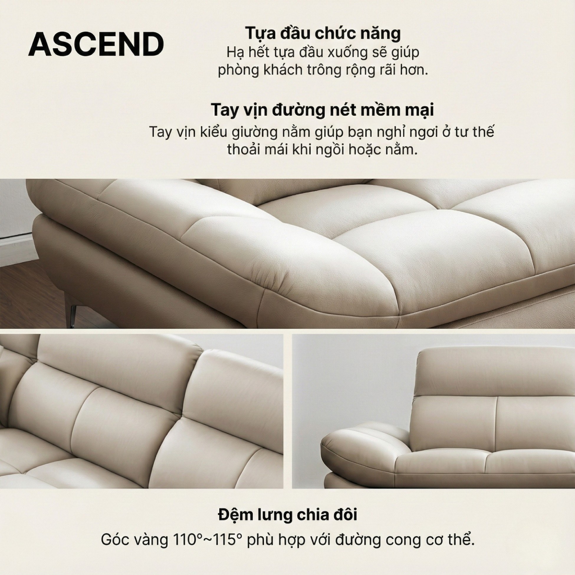 Sofa ASCEND - Sofa Băng Hiện Đại Cho Chủ Nhà Trẻ Trung