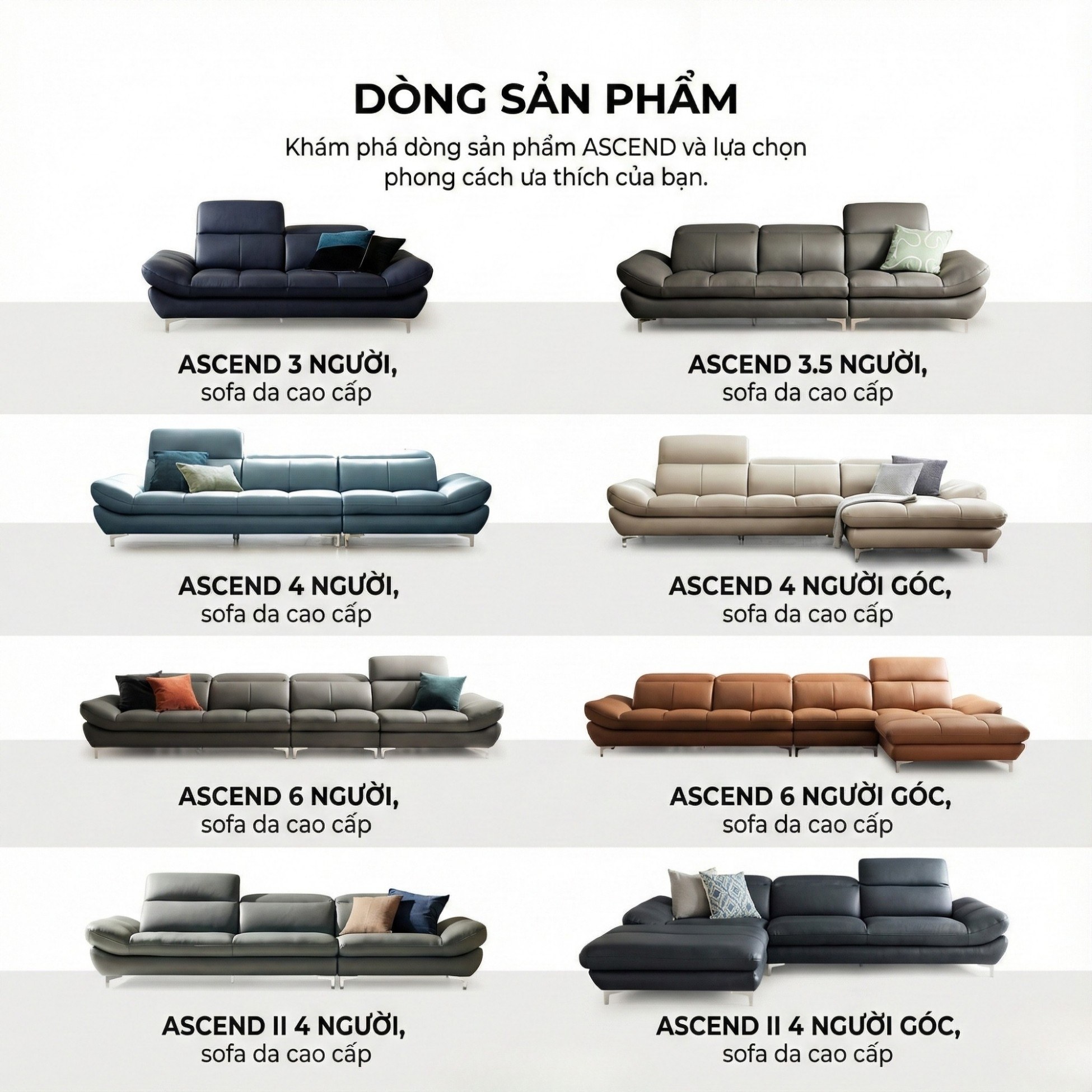 Sofa ASCEND - Sofa Băng Hiện Đại Cho Chủ Nhà Trẻ Trung