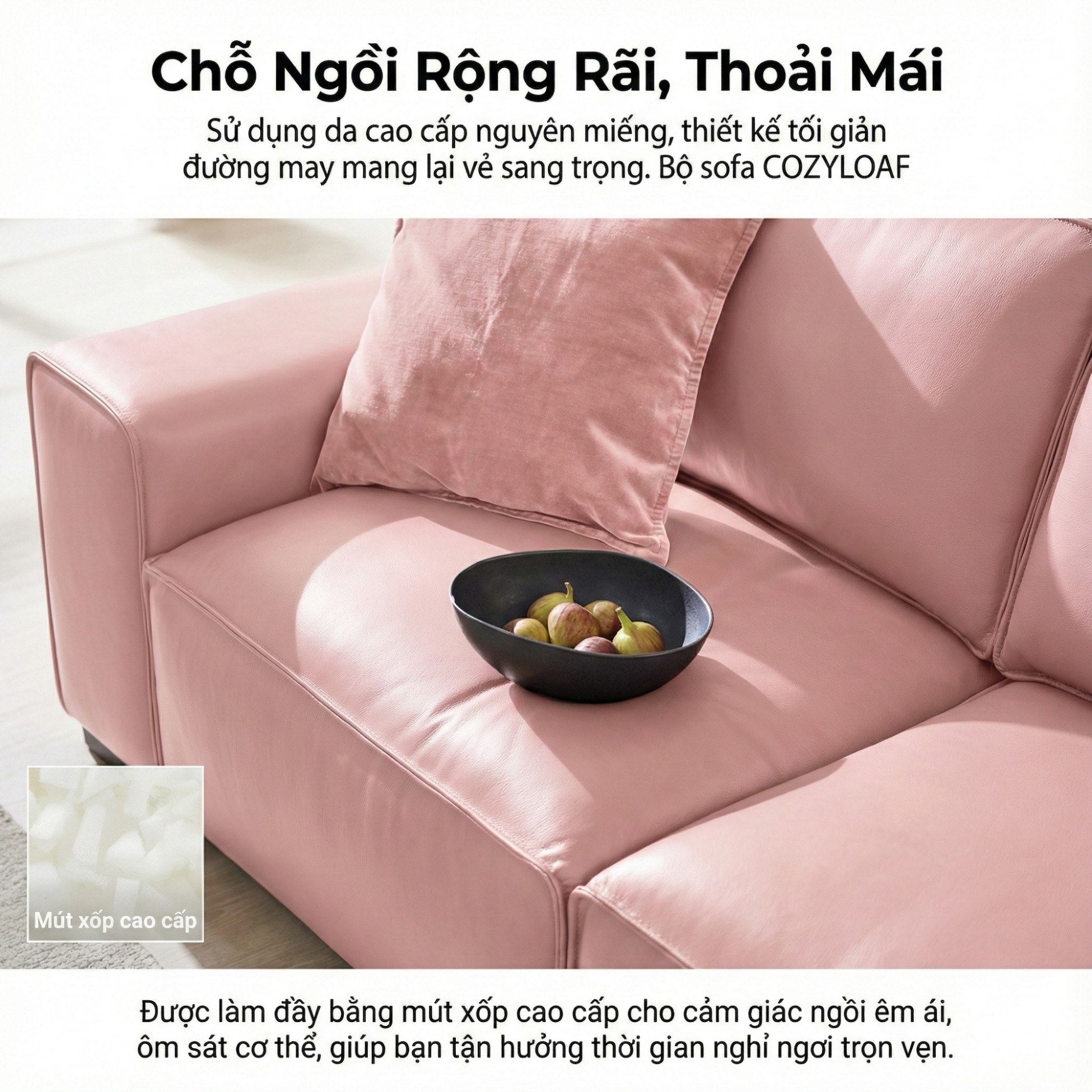 Sofa COZYLOAF – Sofa Da Dáng Băng Hiện Đại Êm Ái Thiết Kế Tối Giản