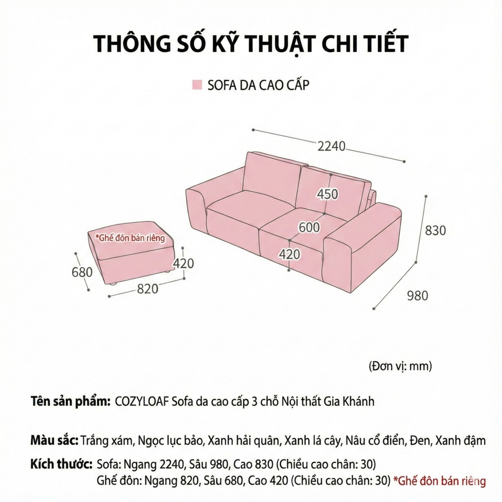 Sofa COZYLOAF – Sofa Da Dáng Băng Hiện Đại Êm Ái Thiết Kế Tối Giản