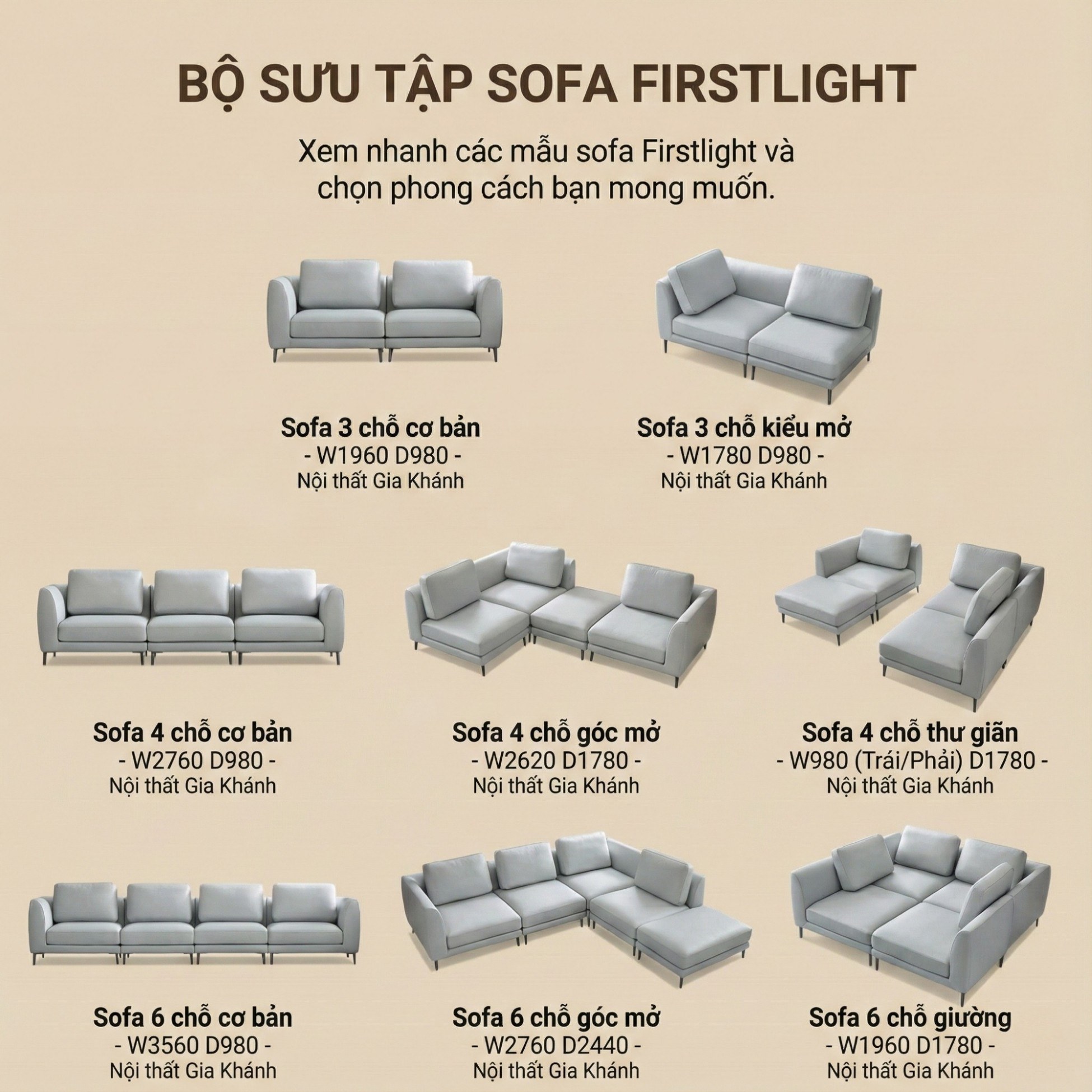 Sofa FIRSTLIGHT - Sofa Băng Bọc Da Cao Cấp Dạng Mô-đun Tùy Chỉnh