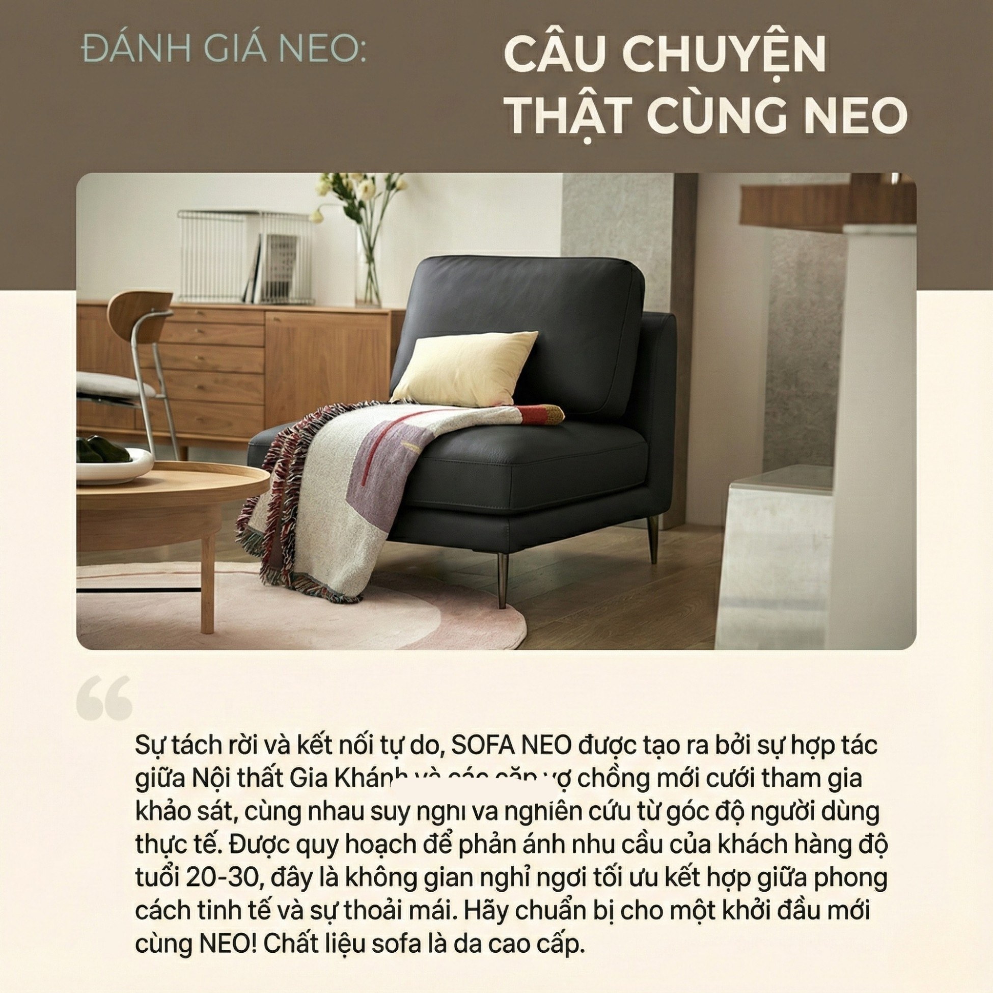 Sofa NEO - Sofa Đơn Bọc Da Kiểu Module Linh Hoạt Cho Phòng Khách Hiện Đại