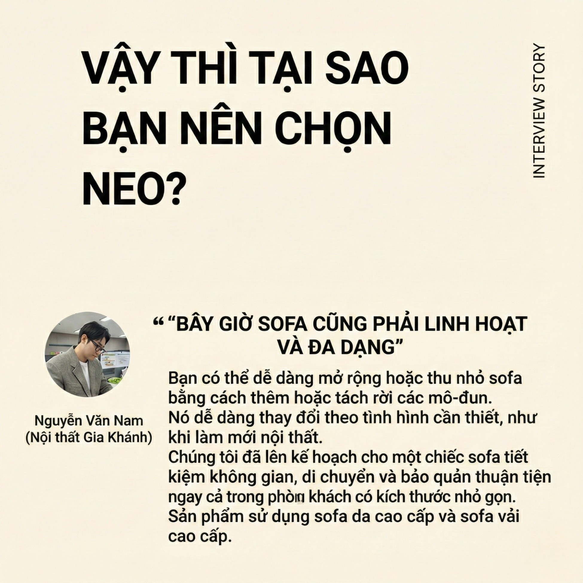 Sofa NEO - Sofa Đơn Bọc Da Kiểu Module Linh Hoạt Cho Phòng Khách Hiện Đại