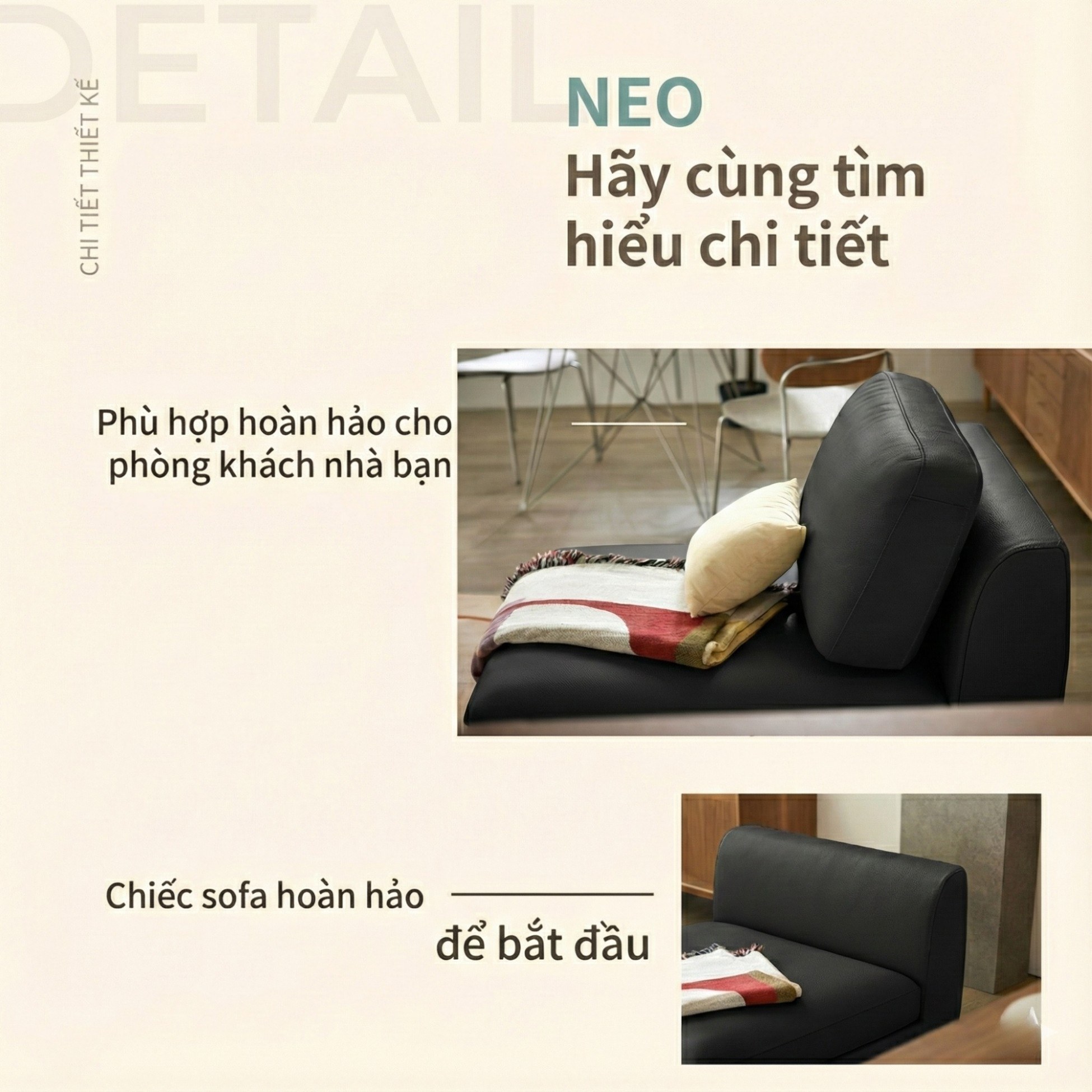 Sofa NEO - Sofa Đơn Bọc Da Kiểu Module Linh Hoạt Cho Phòng Khách Hiện Đại