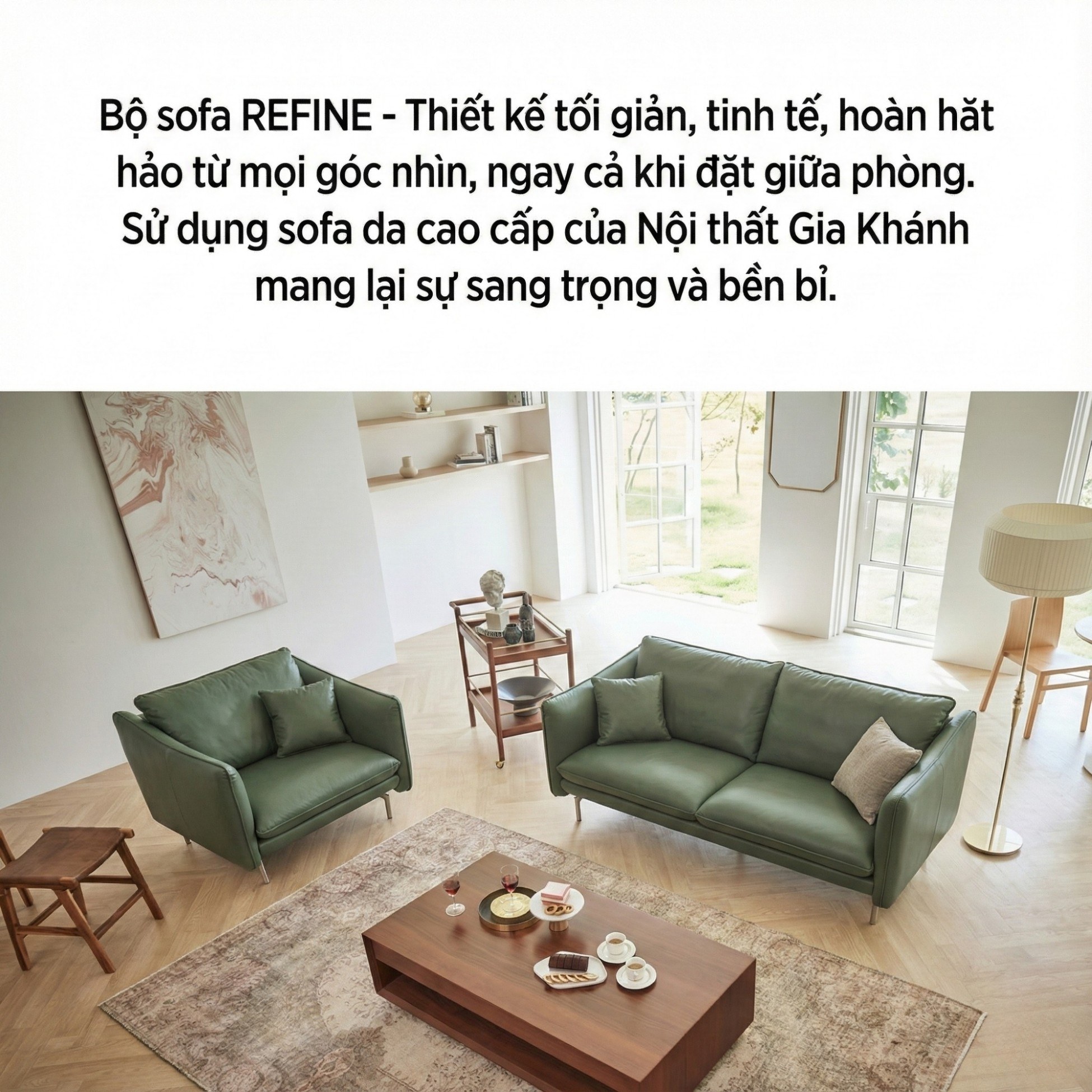 Sofa REFINE – Sofa Da Cao Cấp Ấm Áp Cho Phòng Khách Hiện Đại