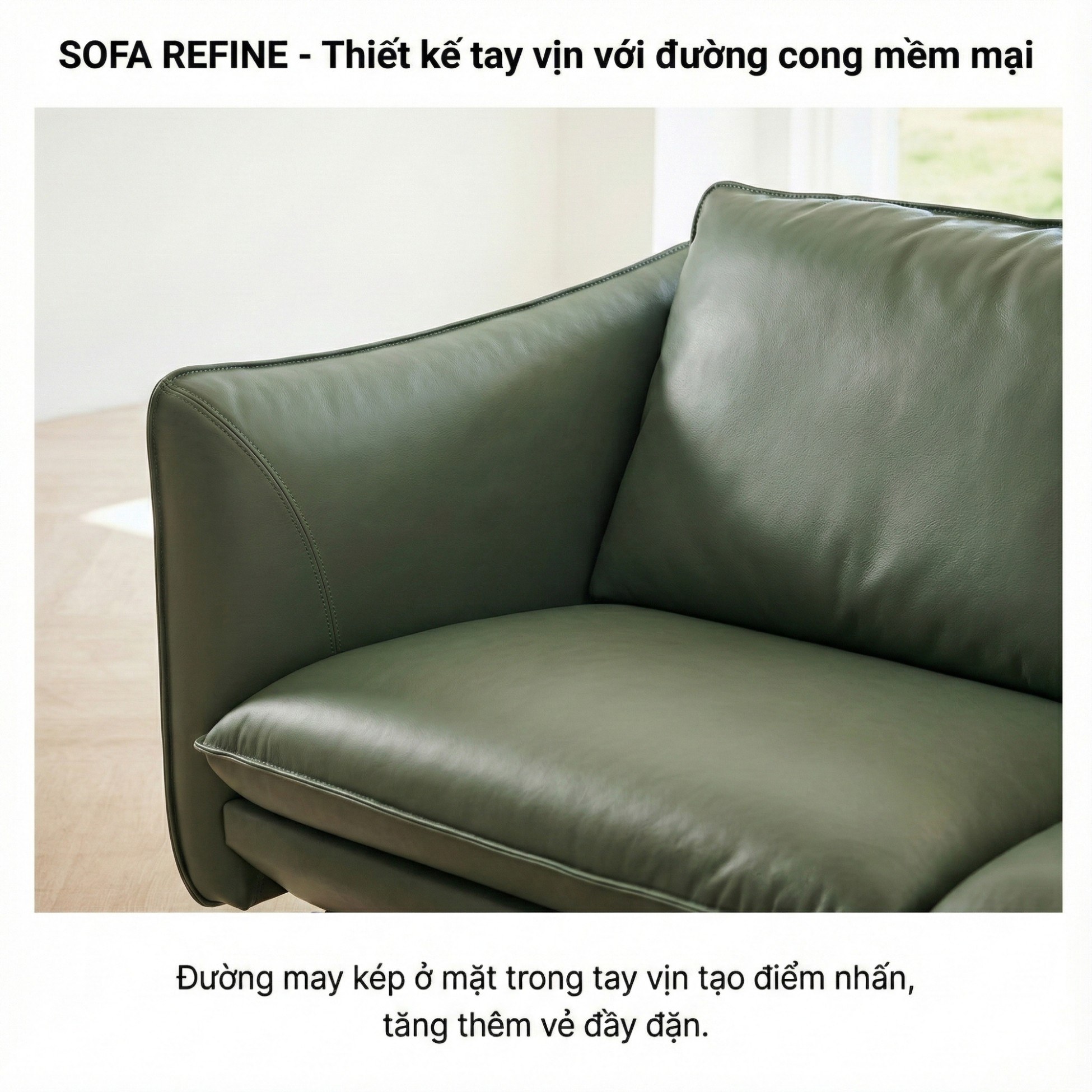 Sofa REFINE – Sofa Da Cao Cấp Ấm Áp Cho Phòng Khách Hiện Đại