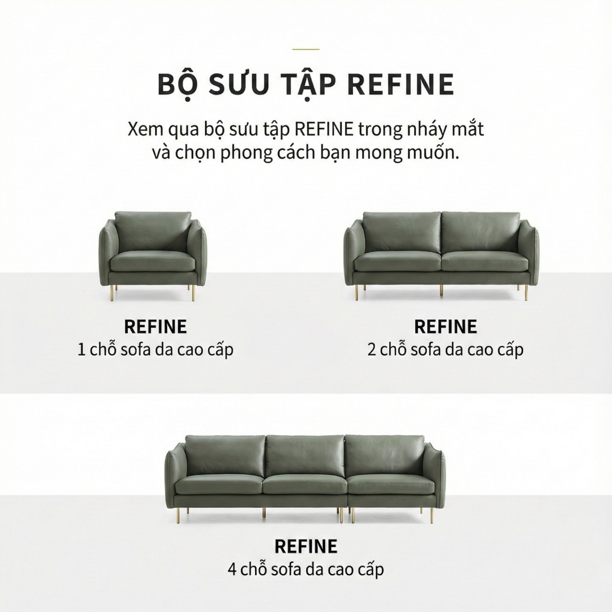 Sofa REFINE – Sofa Da Cao Cấp Ấm Áp Cho Phòng Khách Hiện Đại