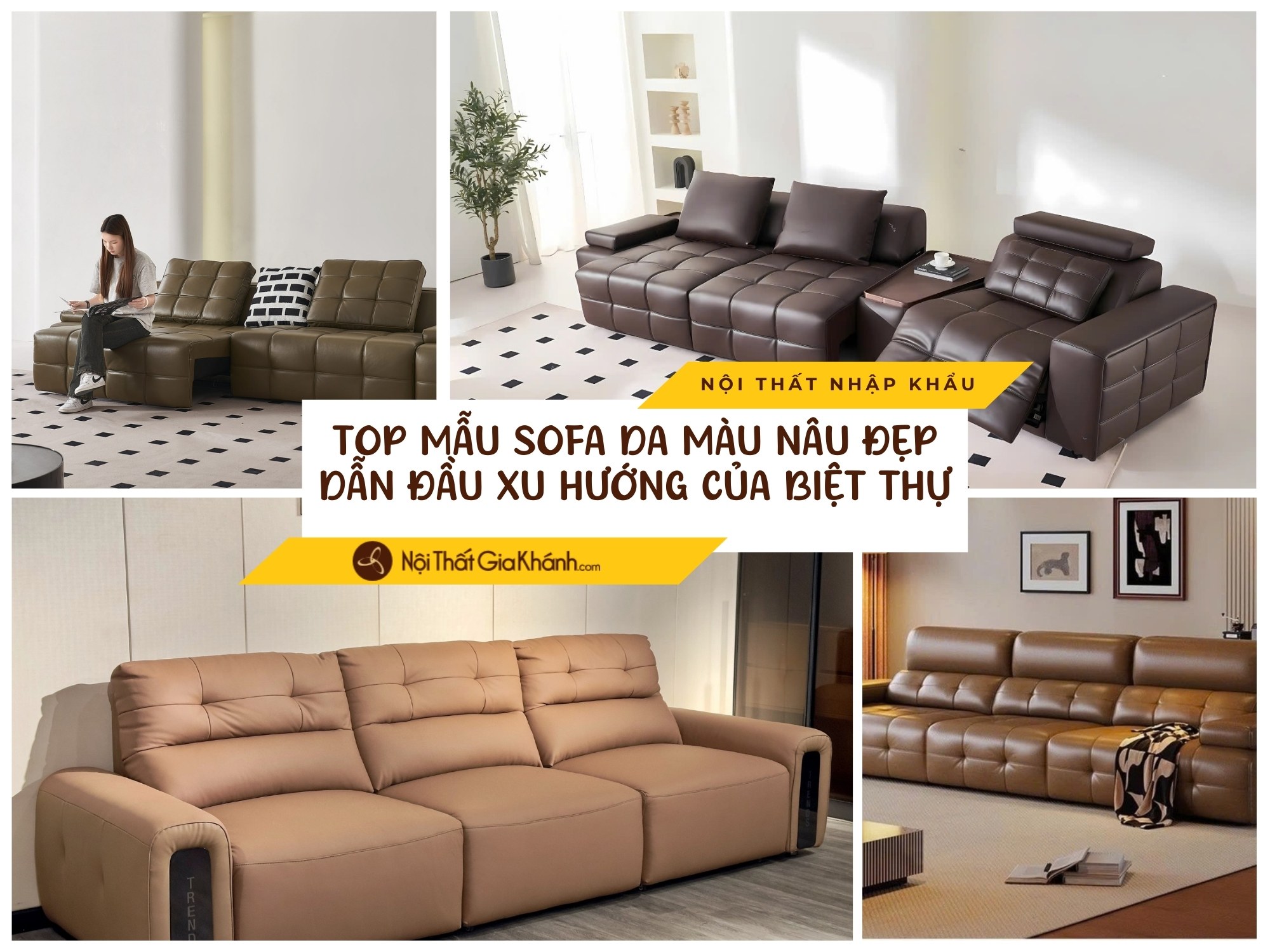 sofa da màu nâu