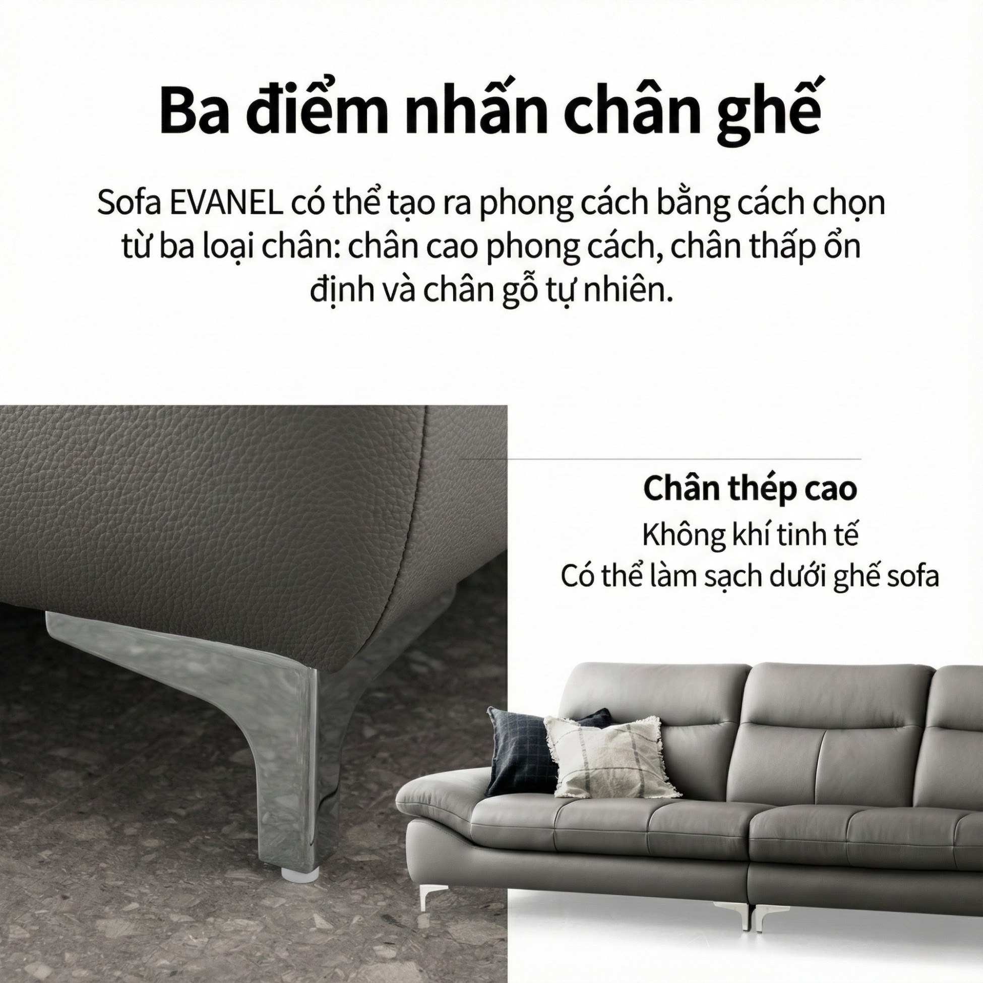 sofa evanel Sofa bọc da hiện đại cao cấp