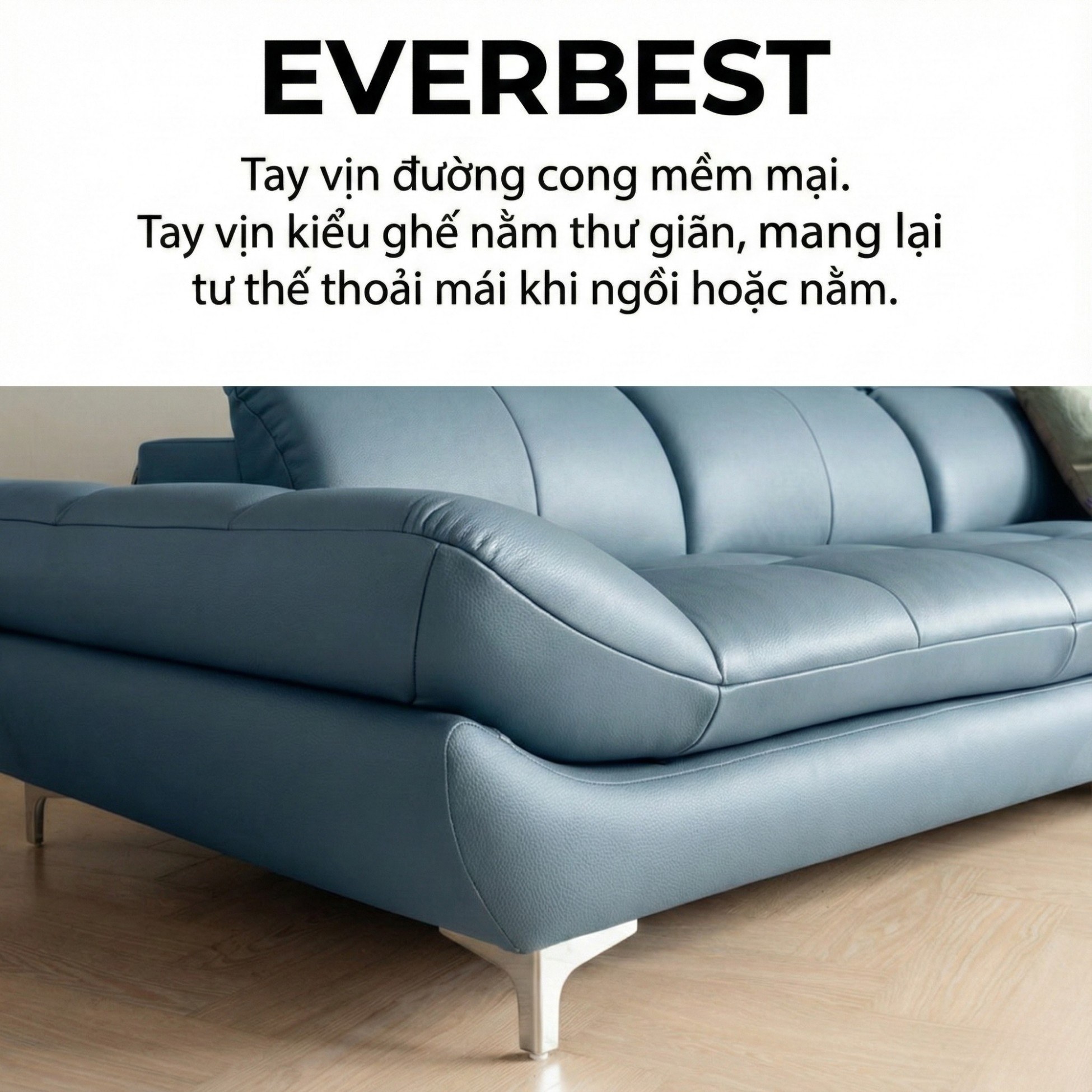 Sofa EVERBEST – Sofa Da Cao Cấp Tựa Đầu Chức Năng Hiện Đại