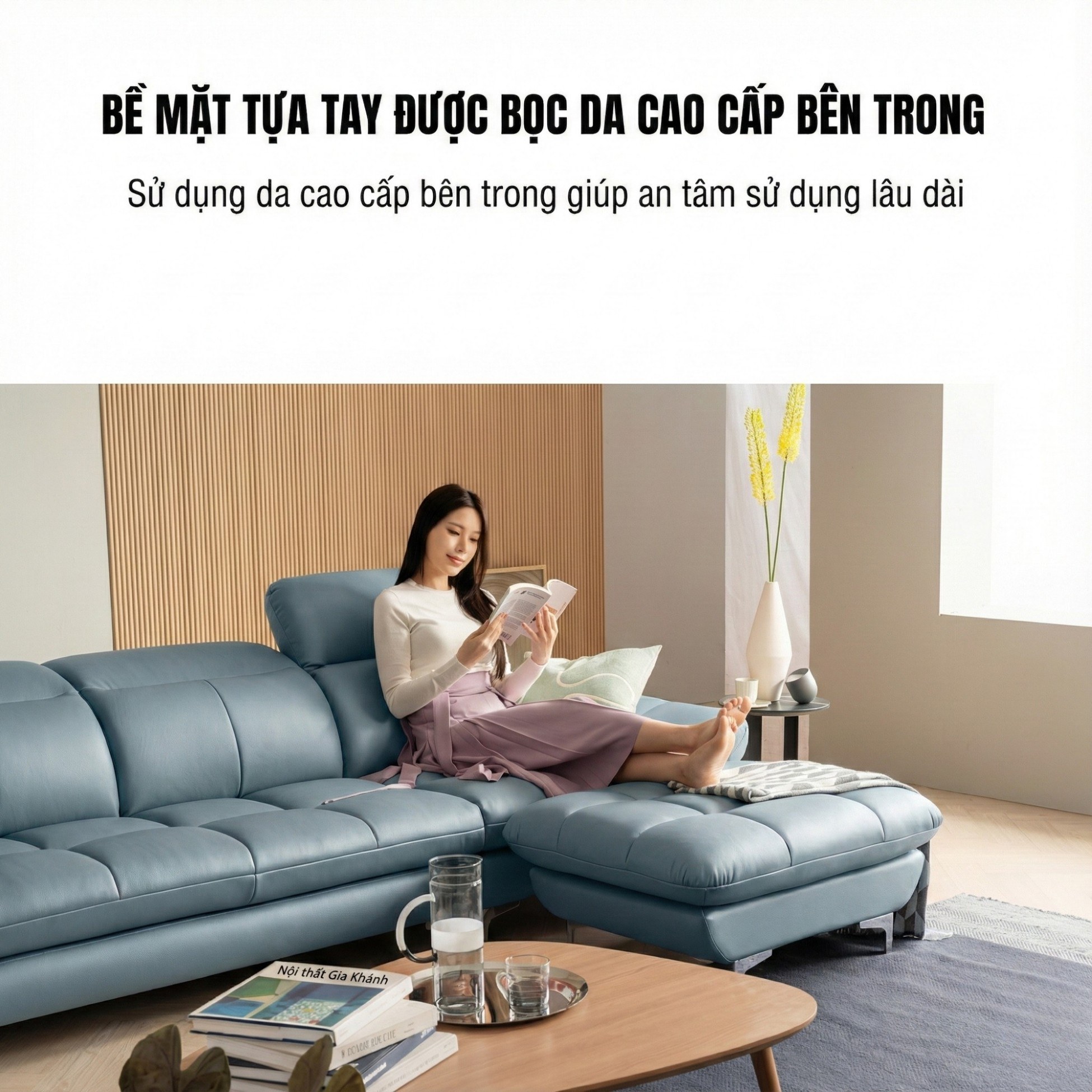 Sofa EVERBEST – Sofa Da Cao Cấp Tựa Đầu Chức Năng Hiện Đại