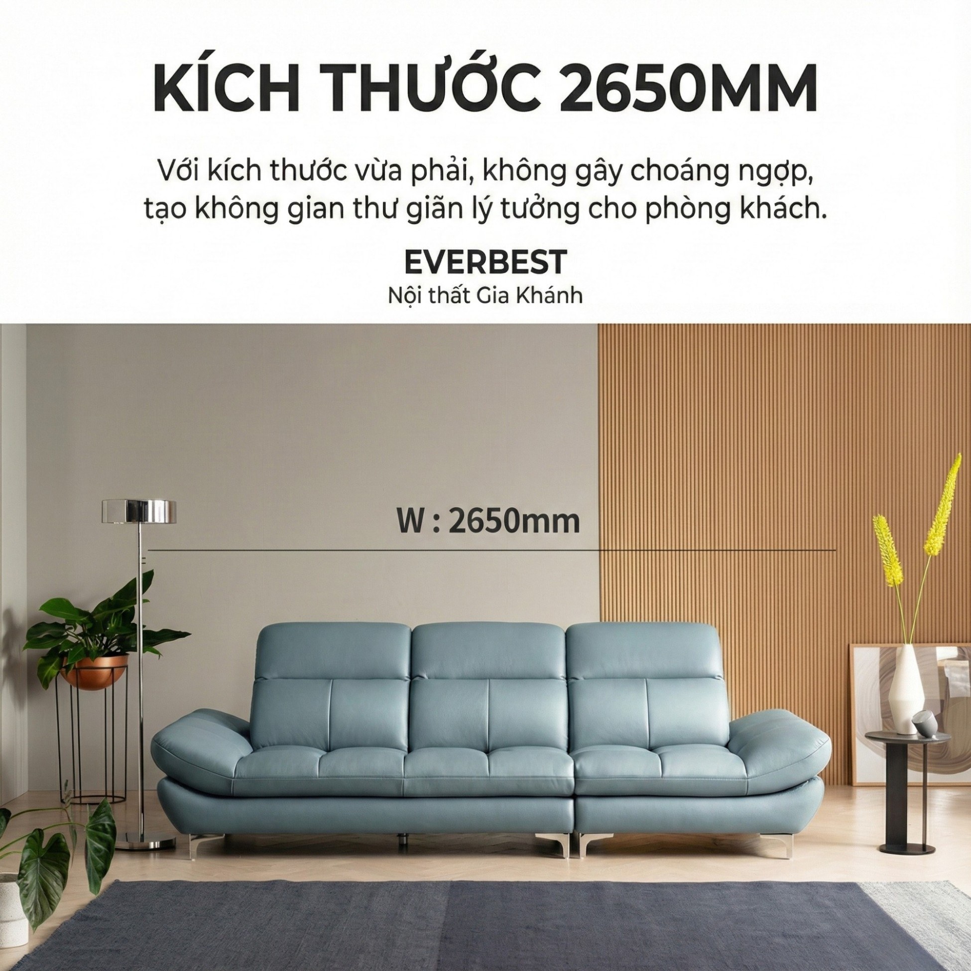 Sofa EVERBEST – Sofa Da Cao Cấp Tựa Đầu Chức Năng Hiện Đại