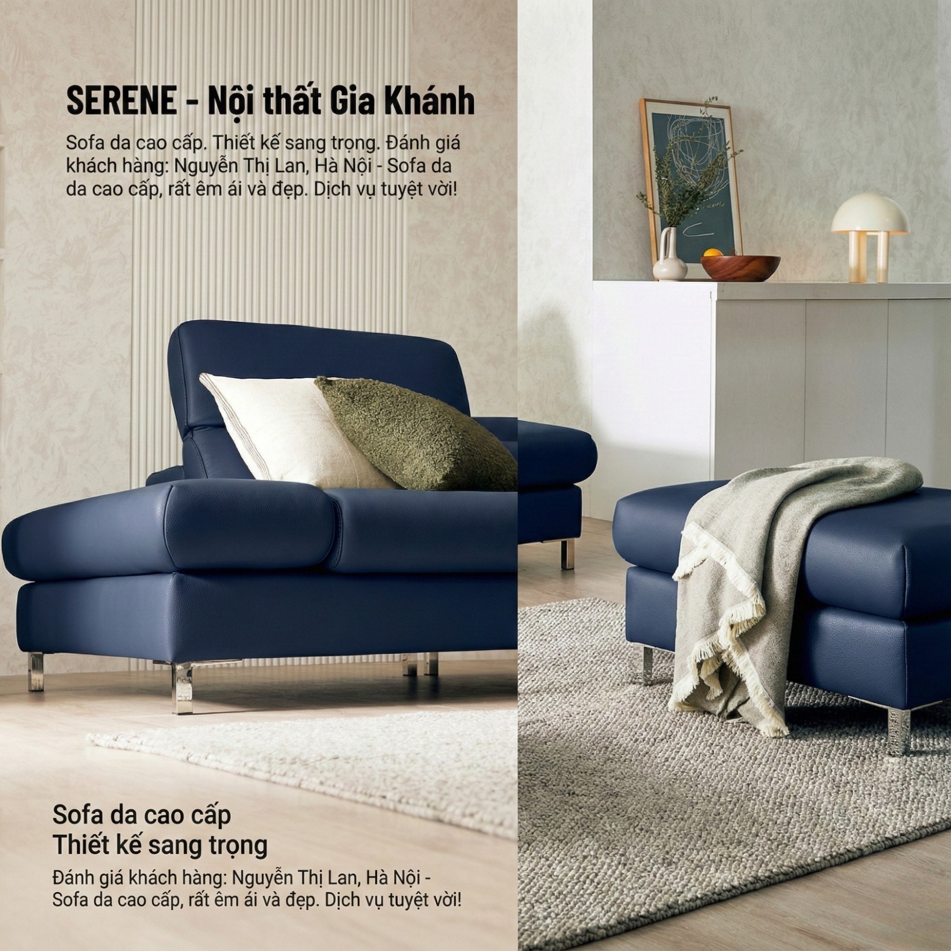 Sofa SERENE - Sofa Da Hiện Đại Đầy Đỉnh Cao Cho Sự Êm Ái