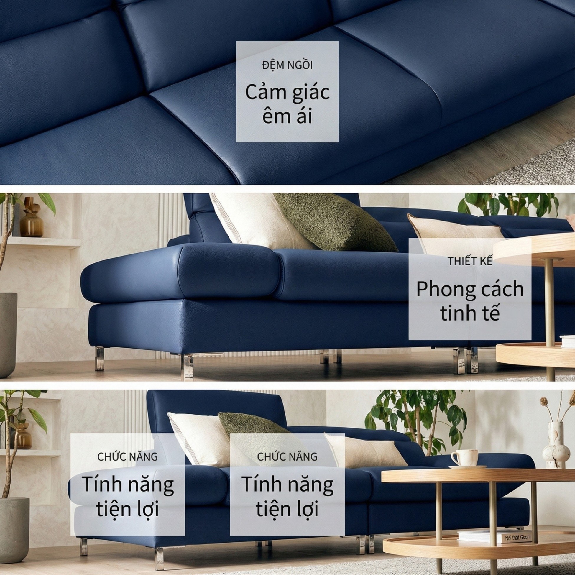 Sofa SERENE - Sofa Da Hiện Đại Đầy Đỉnh Cao Cho Sự Êm Ái