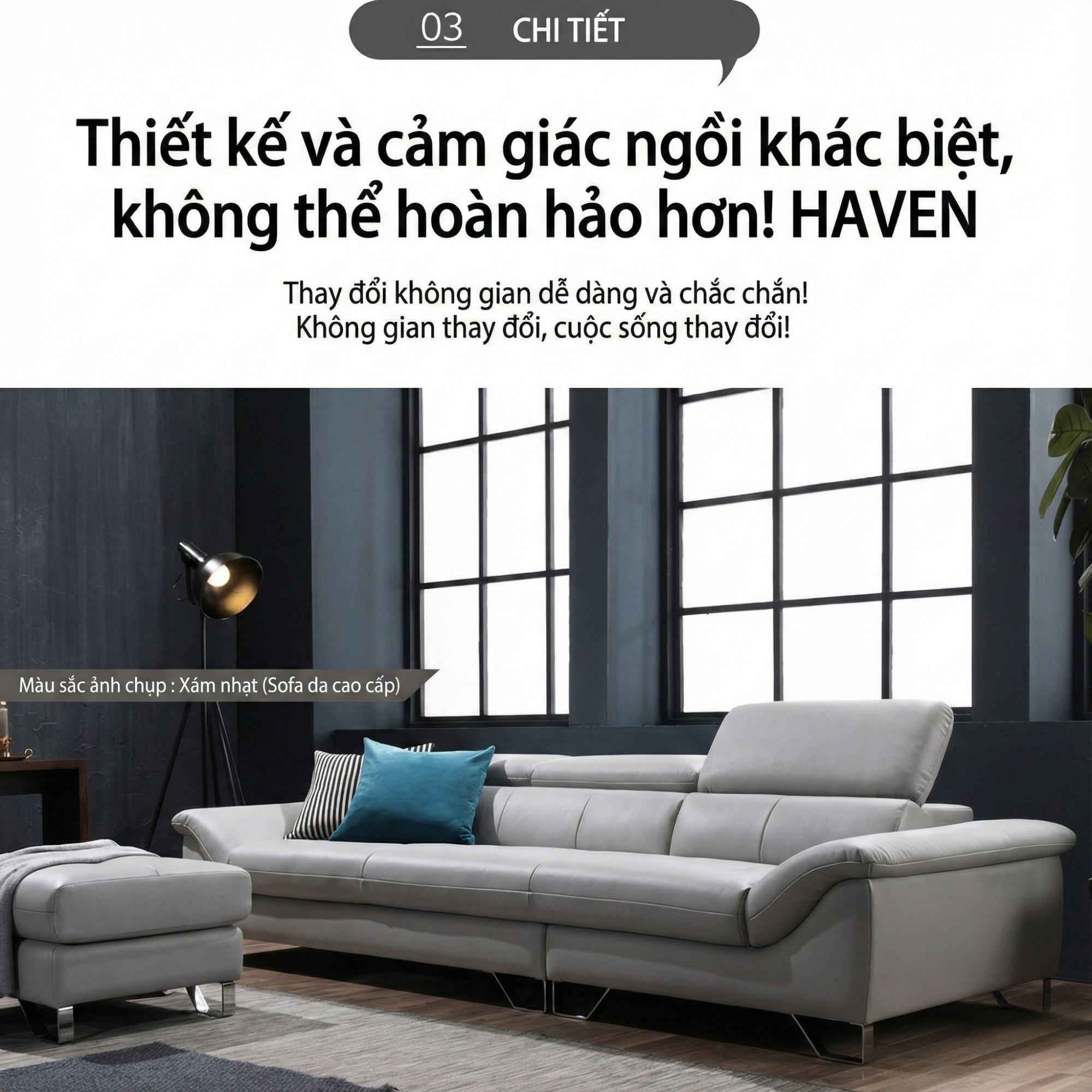 sofa hiện đại bọc da haven