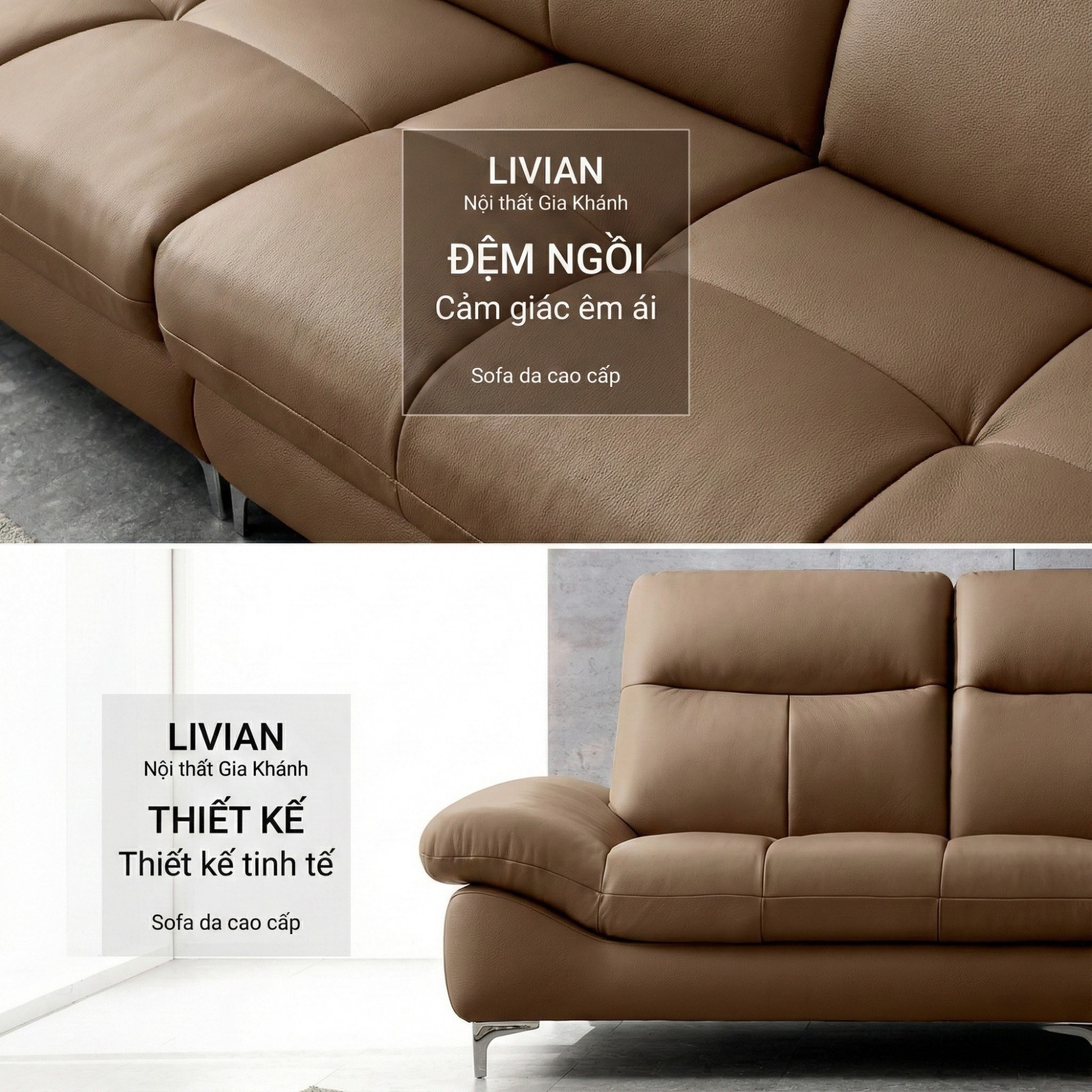 Sofa LIVIAN - Sofa Da Cao Cấp Hiện Đại Êm Ái