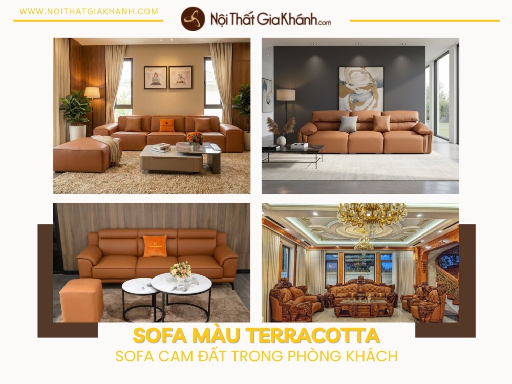 Sofa Màu Terracotta - Tại Sao Cam Đất Thay Thế Xám Trong Phòng Khách Sang Trọng?