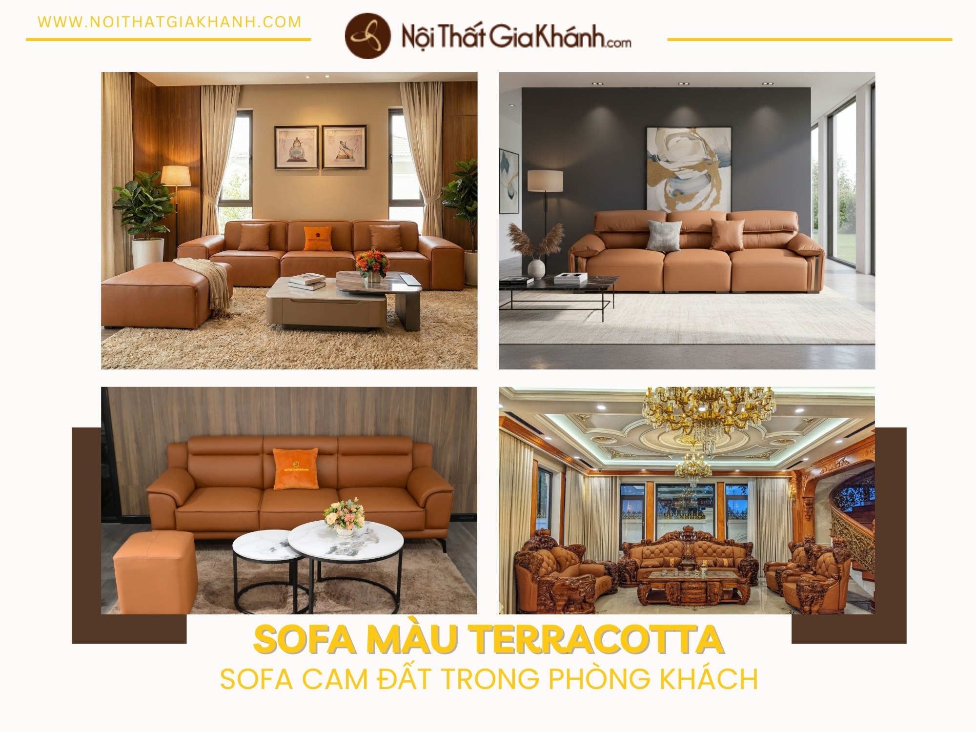 Sofa Màu Terracotta - Tại Sao Cam Đất Thay Thế Xám Trong Phòng Khách Sang Trọng?