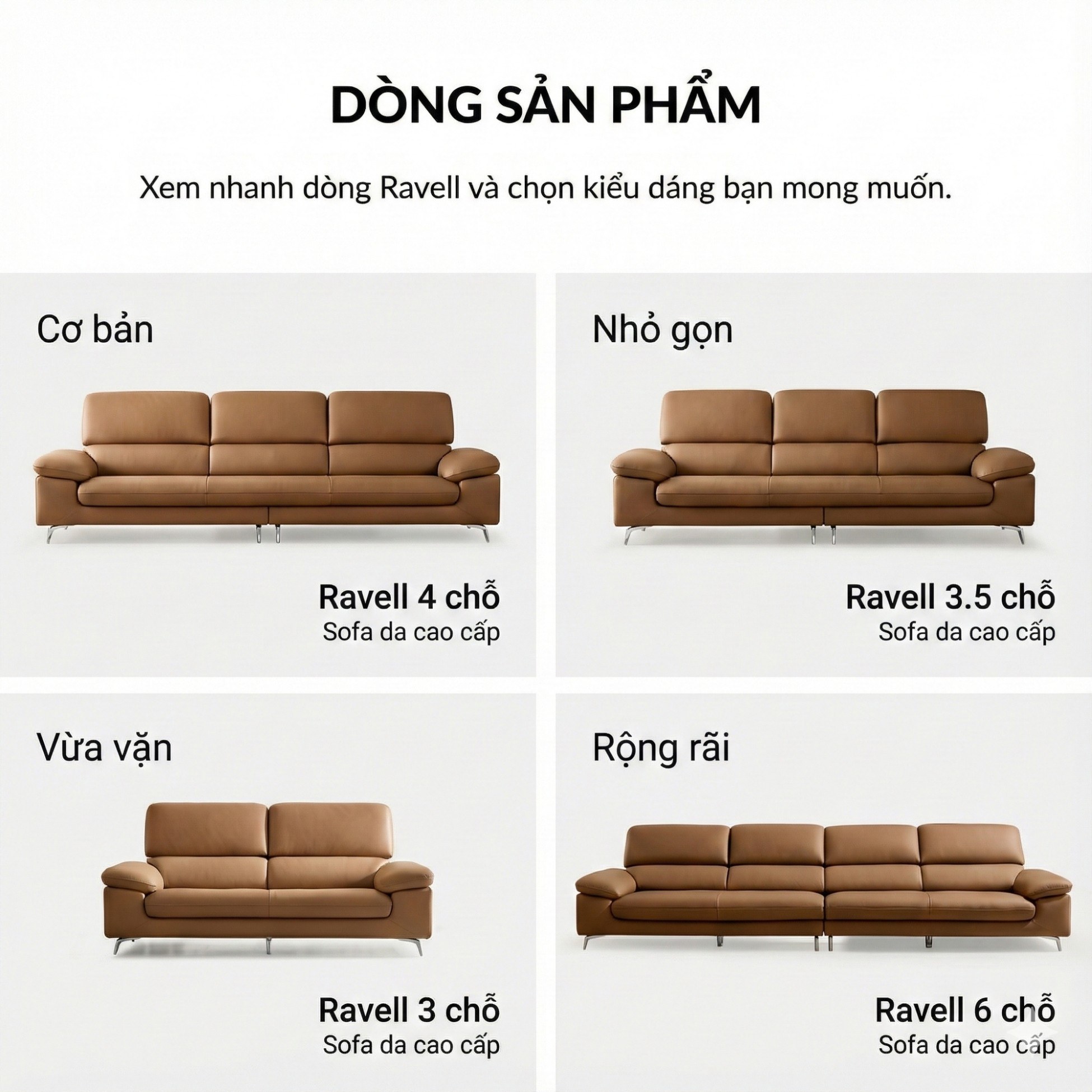 Sofa Ravell - Sofa Da Hiện Đại Cao Cấp Cho Phòng Khách