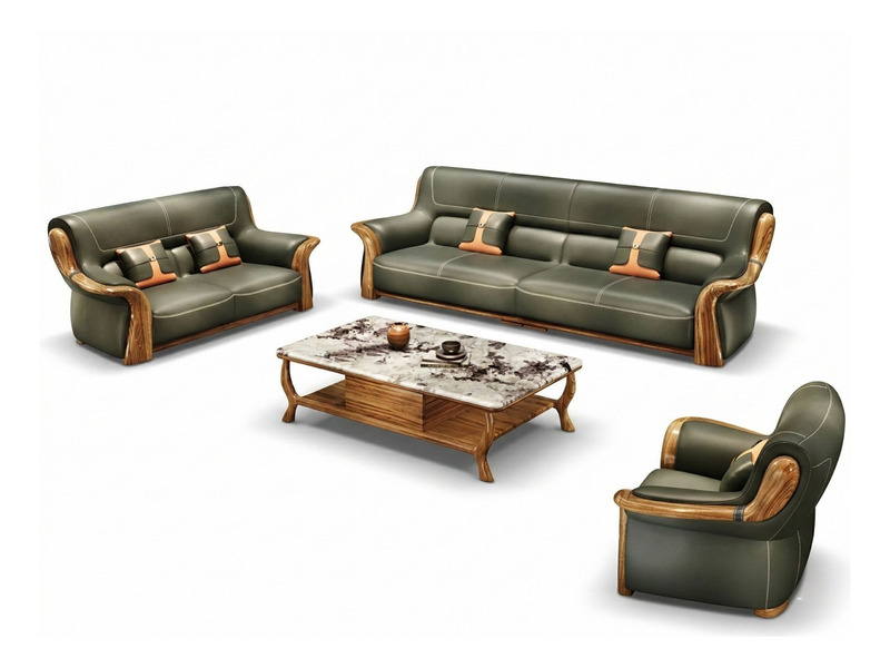 Bộ sofa gỗ Mun SF316-124 được chụp từ góc nhìn trên cao, trên nền trắng tinh khiết, làm nổi bật thiết kế tổng thể. Bao gồm…