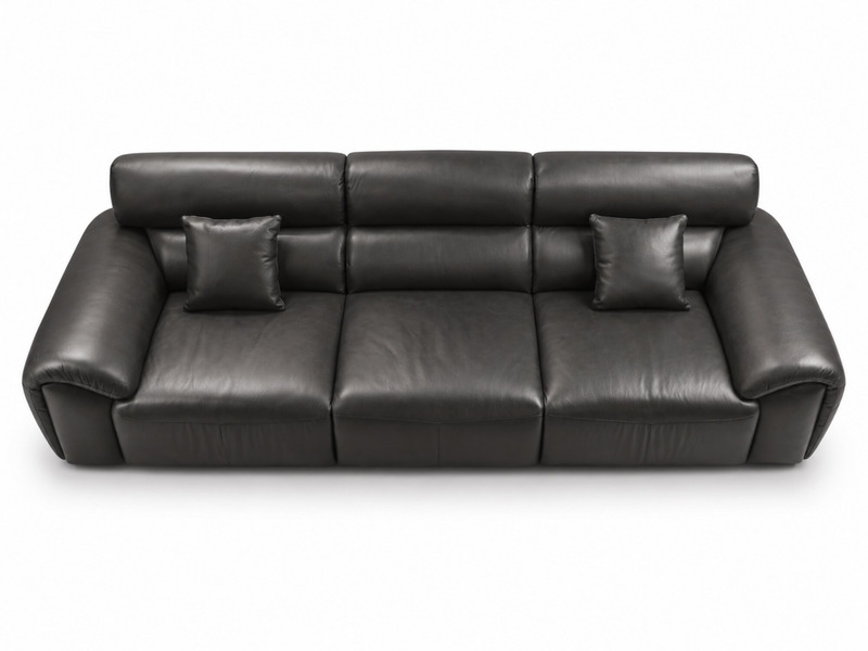 Sofa băng nhập khẩu SF-HY07-30 màu đen, chụp chính diện trên nền trắng tinh khiết, làm nổi bật đường nét thiết kế hiện đại…