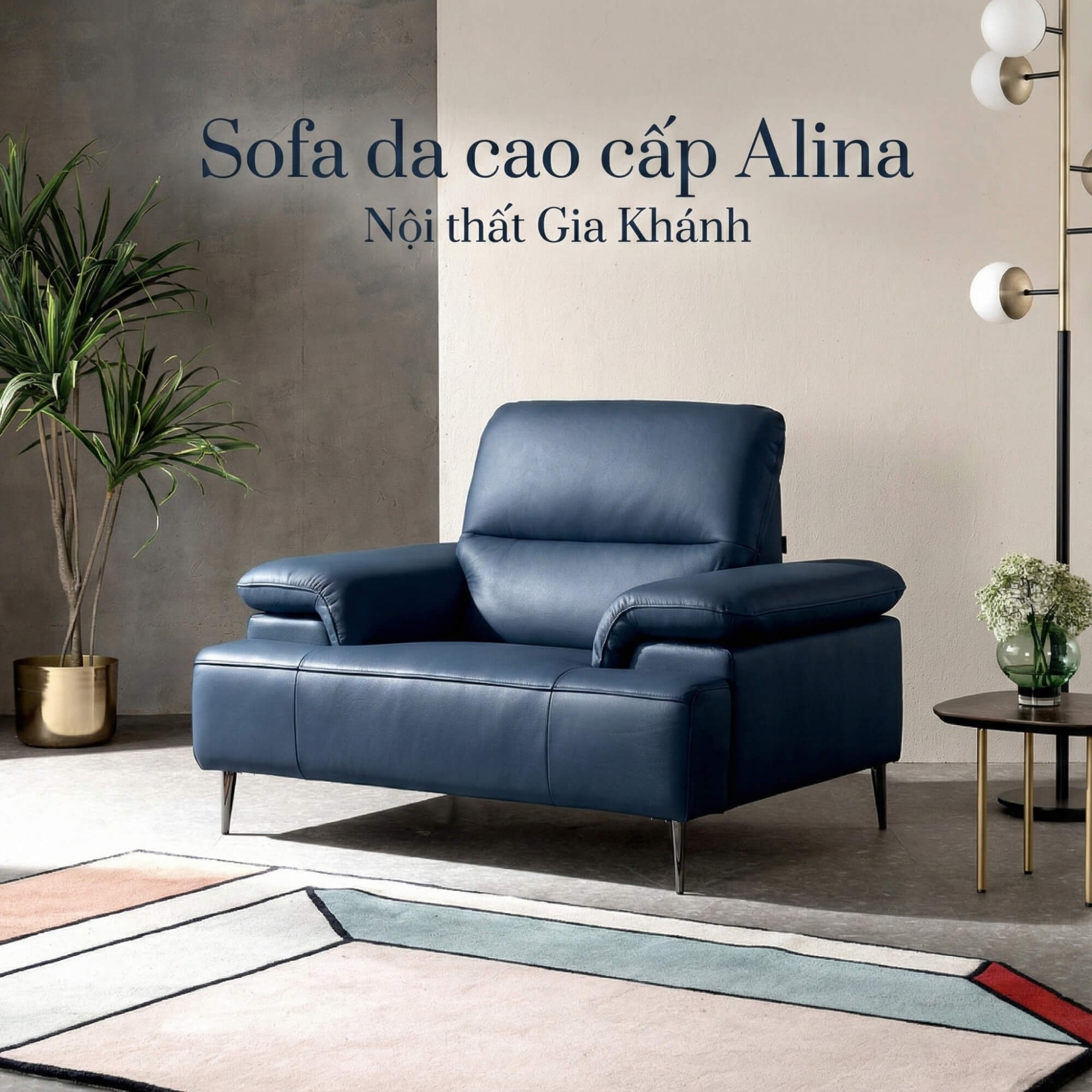 Sofa ALINA - Sofa Đơn Thư Giãn Bọc Da Cao Cấp Sang Trọng
