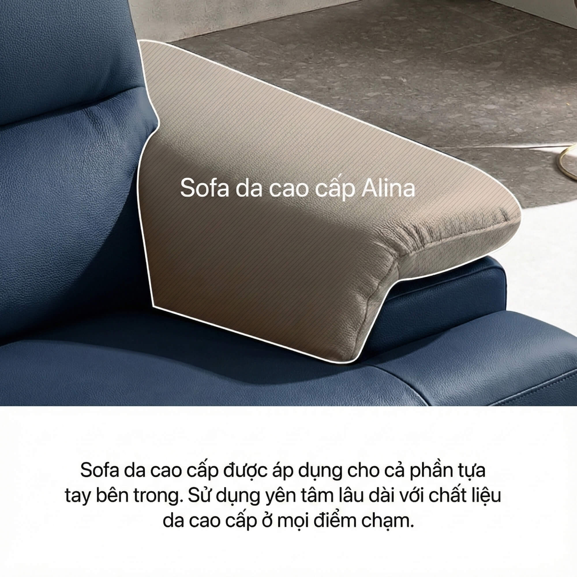 Sofa ALINA - Sofa Đơn Thư Giãn Bọc Da Cao Cấp Sang Trọng