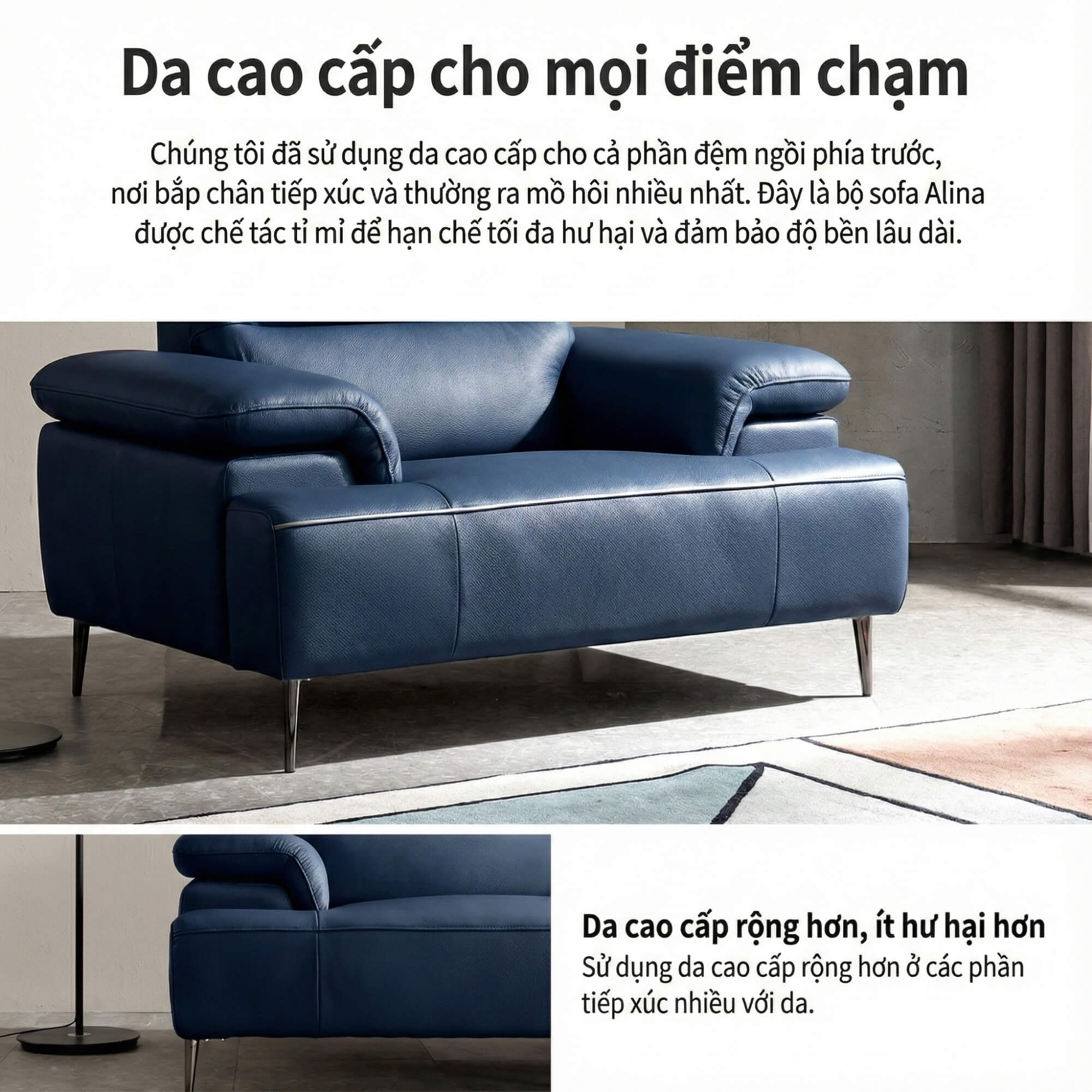 Sofa ALINA - Sofa Đơn Thư Giãn Bọc Da Cao Cấp Sang Trọng