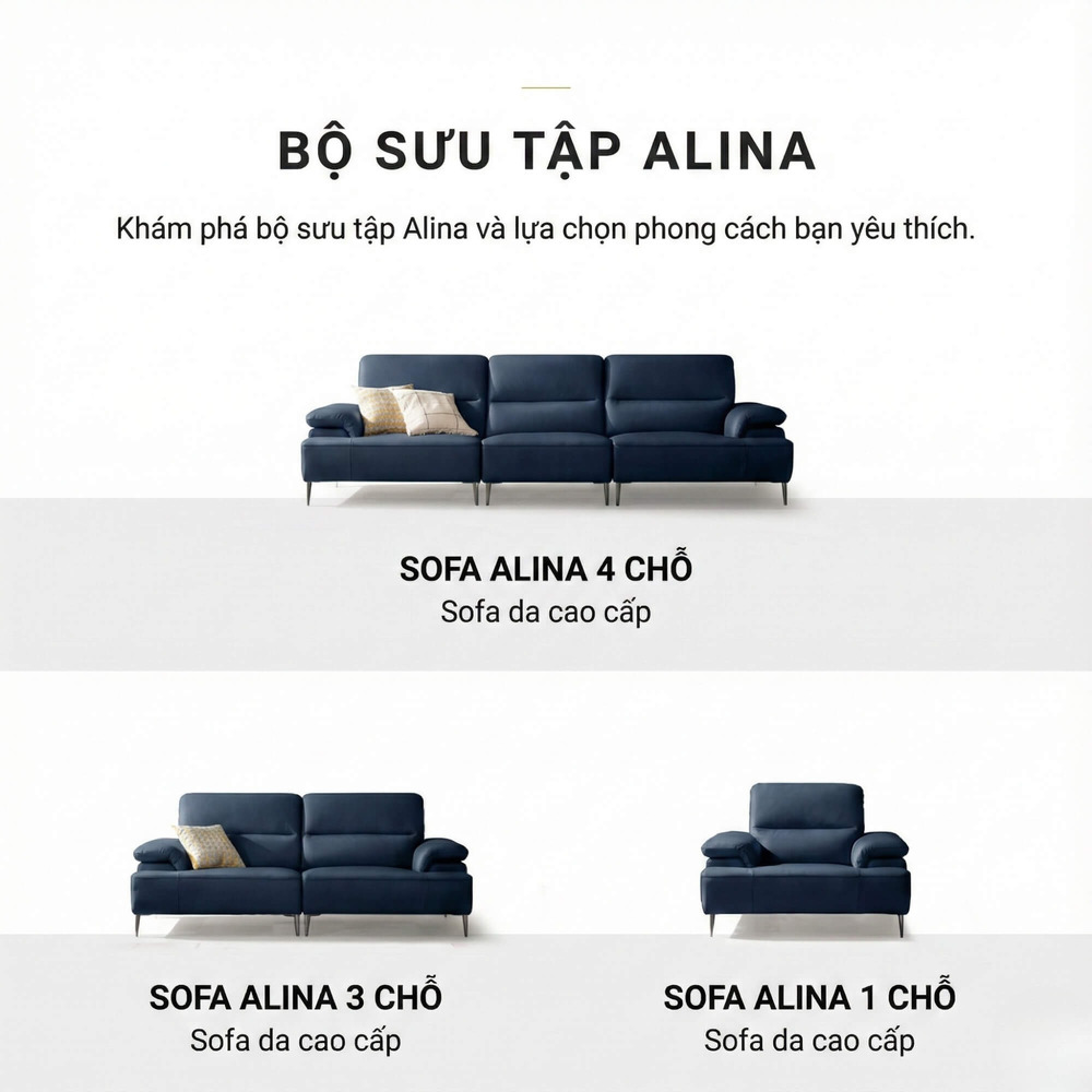 Sofa ALINA - Sofa Đơn Thư Giãn Bọc Da Cao Cấp Sang Trọng