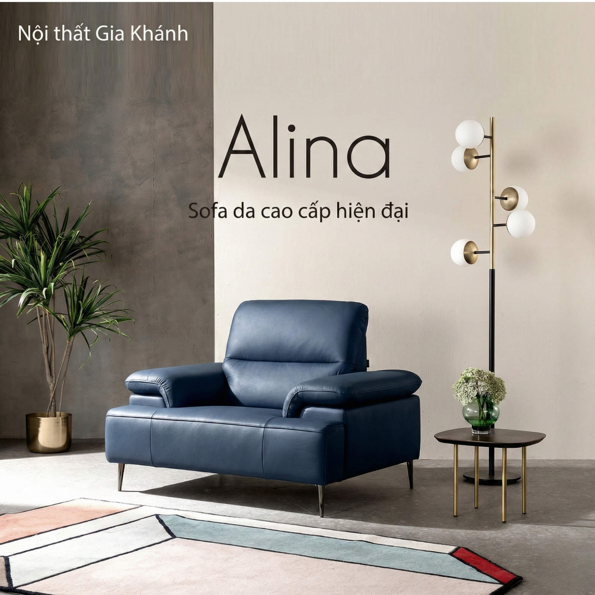 Sofa ALINA - Sofa Đơn Thư Giãn Bọc Da Cao Cấp Sang Trọng