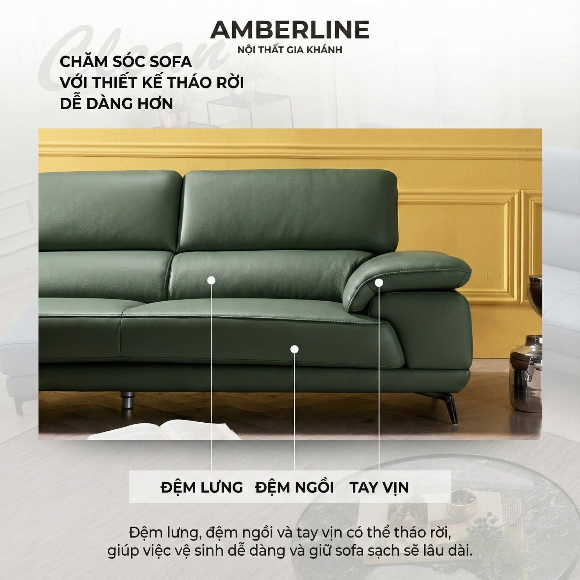 Sofa AMBERLINE - Sofa Góc Thư Giãn Cho Phòng Khách Thanh Lịch