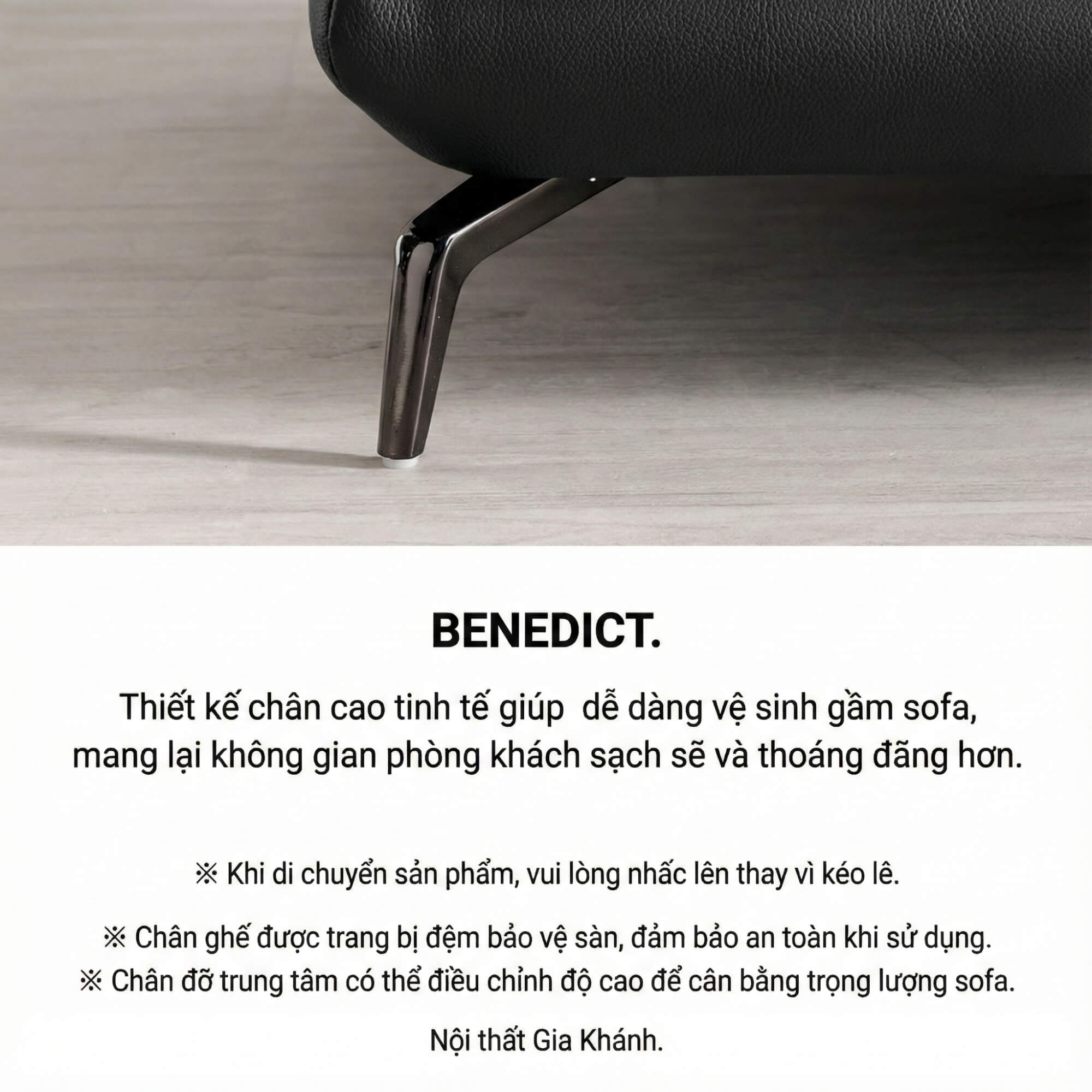 Sofa BENEDICT - Sofa Băng 4 Chỗ Bọc Da Với Tay Điều Chỉnh Thông Minh