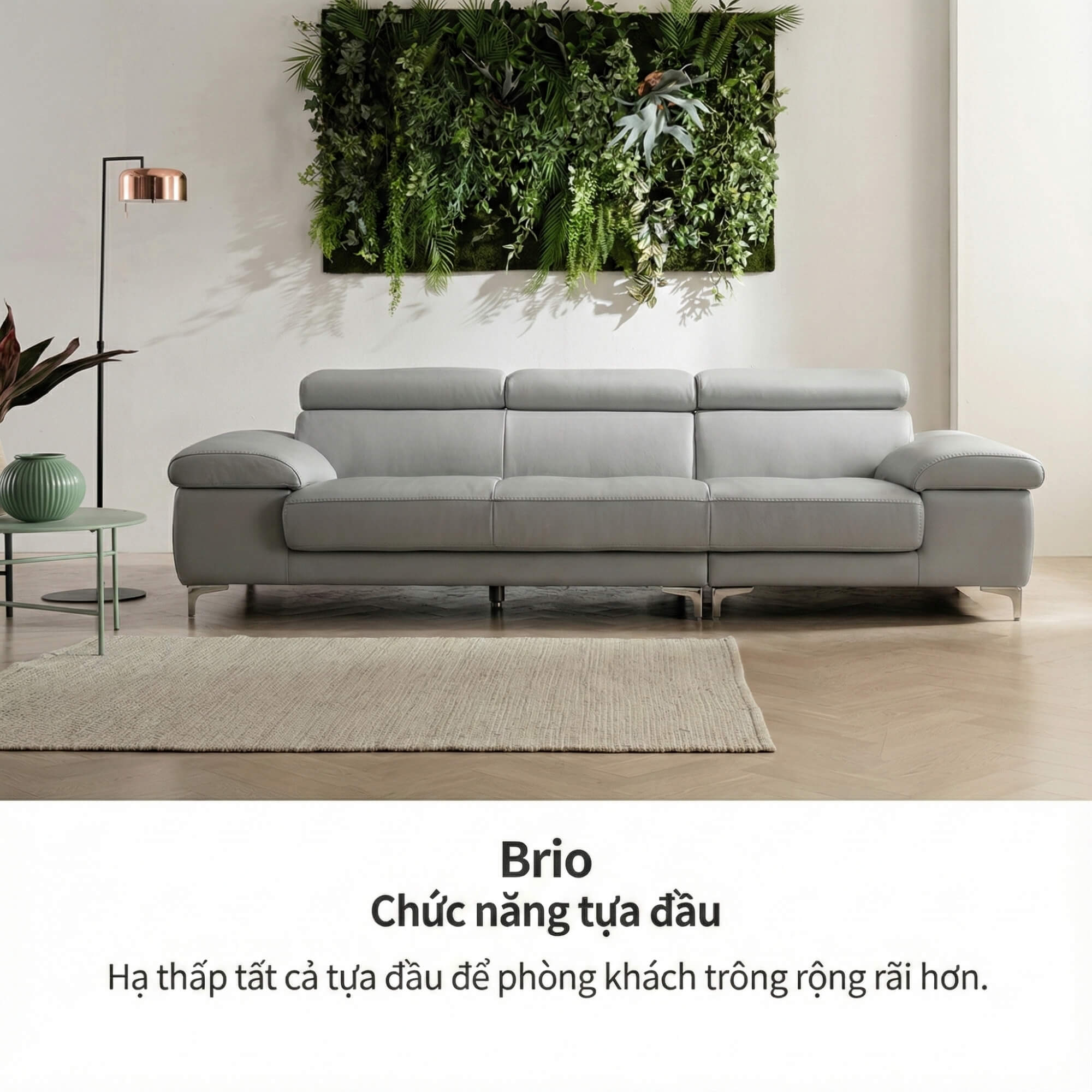 Sofa BRIO – Sofa Da Dáng Văng Hiện Đại Đa Chức Năng Tựa Đầu Điều Chỉnh