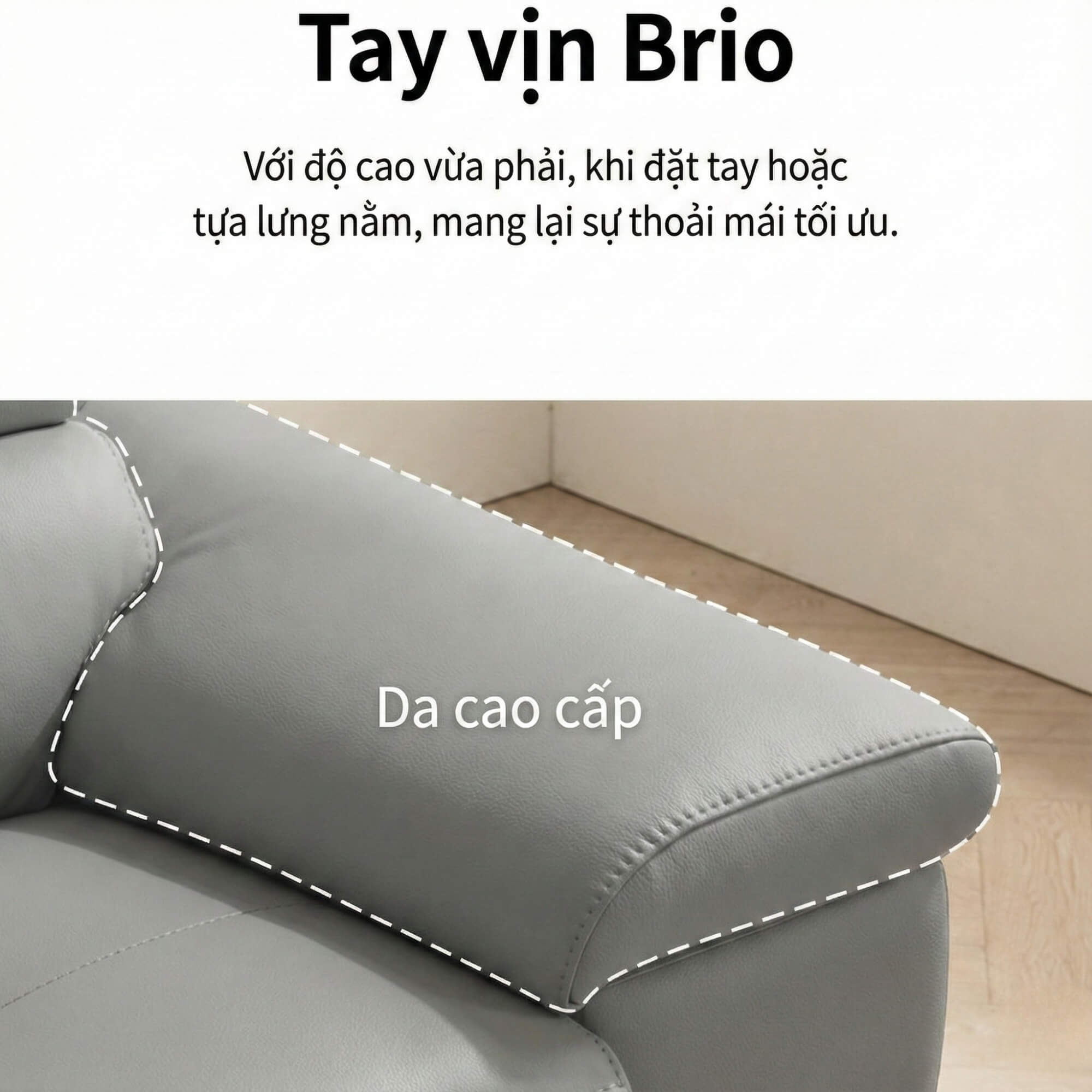 Sofa BRIO – Sofa Da Dáng Văng Hiện Đại Đa Chức Năng Tựa Đầu Điều Chỉnh