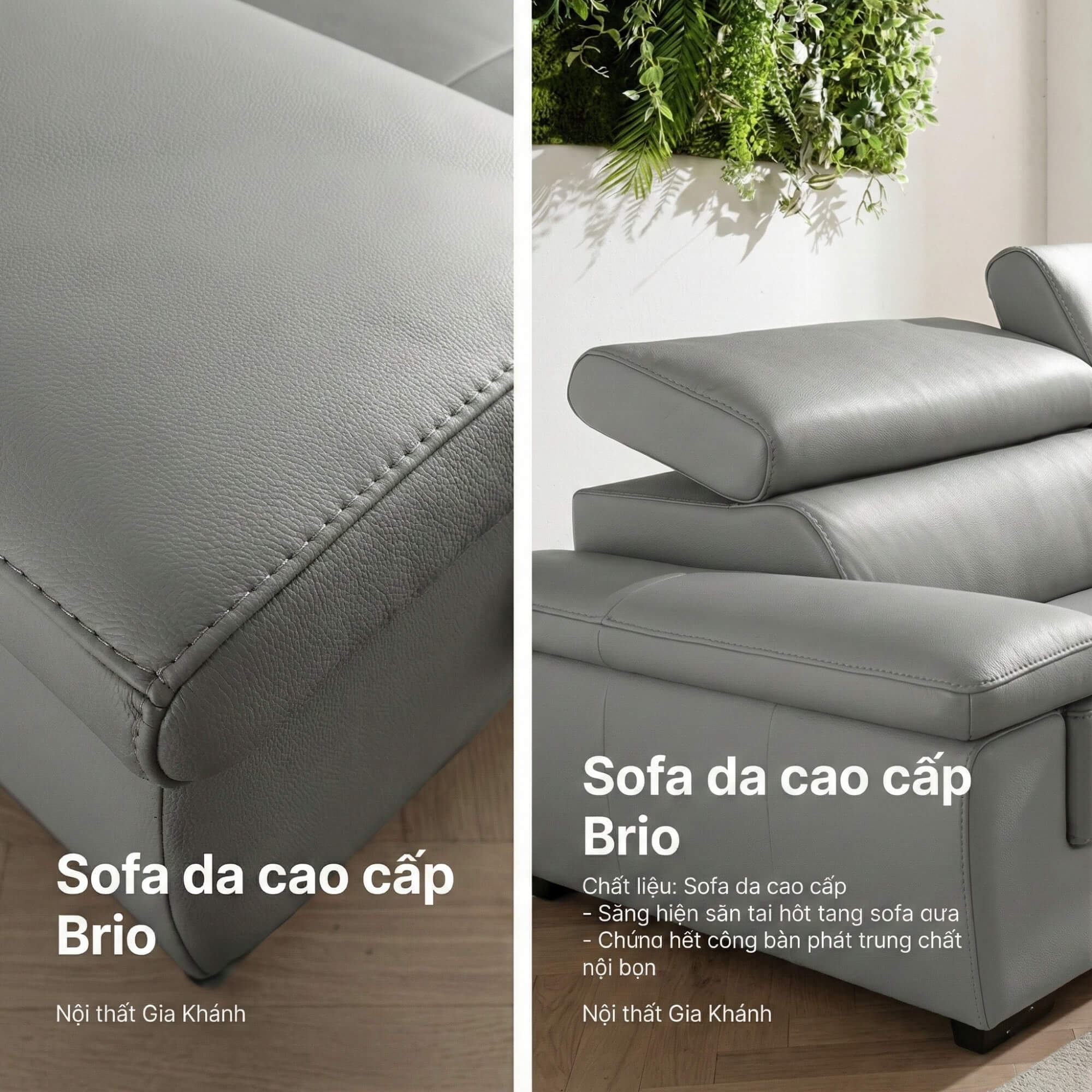 Sofa BRIO – Sofa Da Dáng Văng Hiện Đại Đa Chức Năng Tựa Đầu Điều Chỉnh