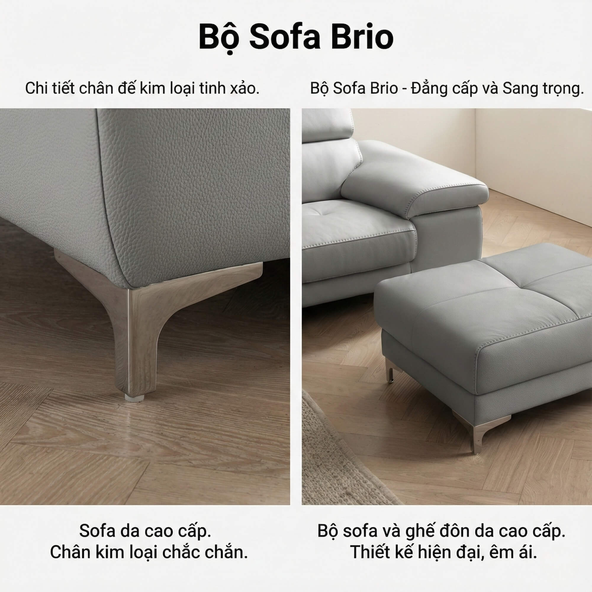 Sofa BRIO – Sofa Da Dáng Văng Hiện Đại Đa Chức Năng Tựa Đầu Điều Chỉnh