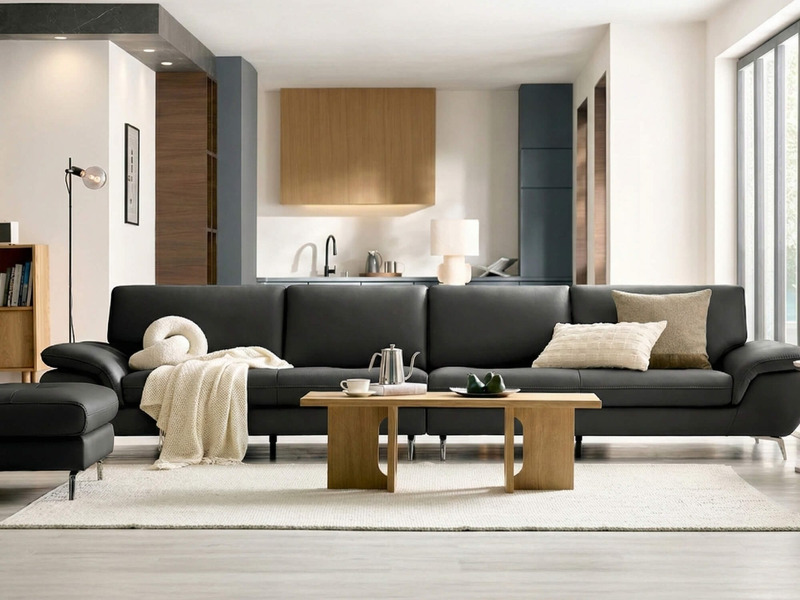 Sofa COMMONRY - Sofa Băng Bọc Da Tay Vịn Thấp Cho Cơ Thể Nghỉ Ngơi