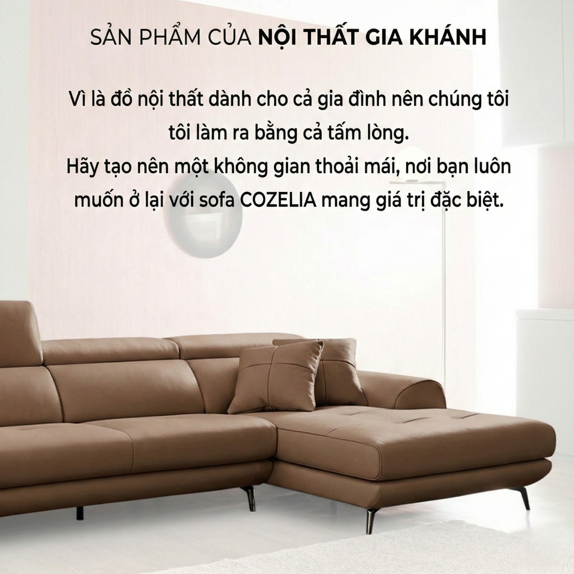 Sofa COZELIA - Sofa Góc Bọc Da Với Tựa Lưng Đa Năng Hiện Đại