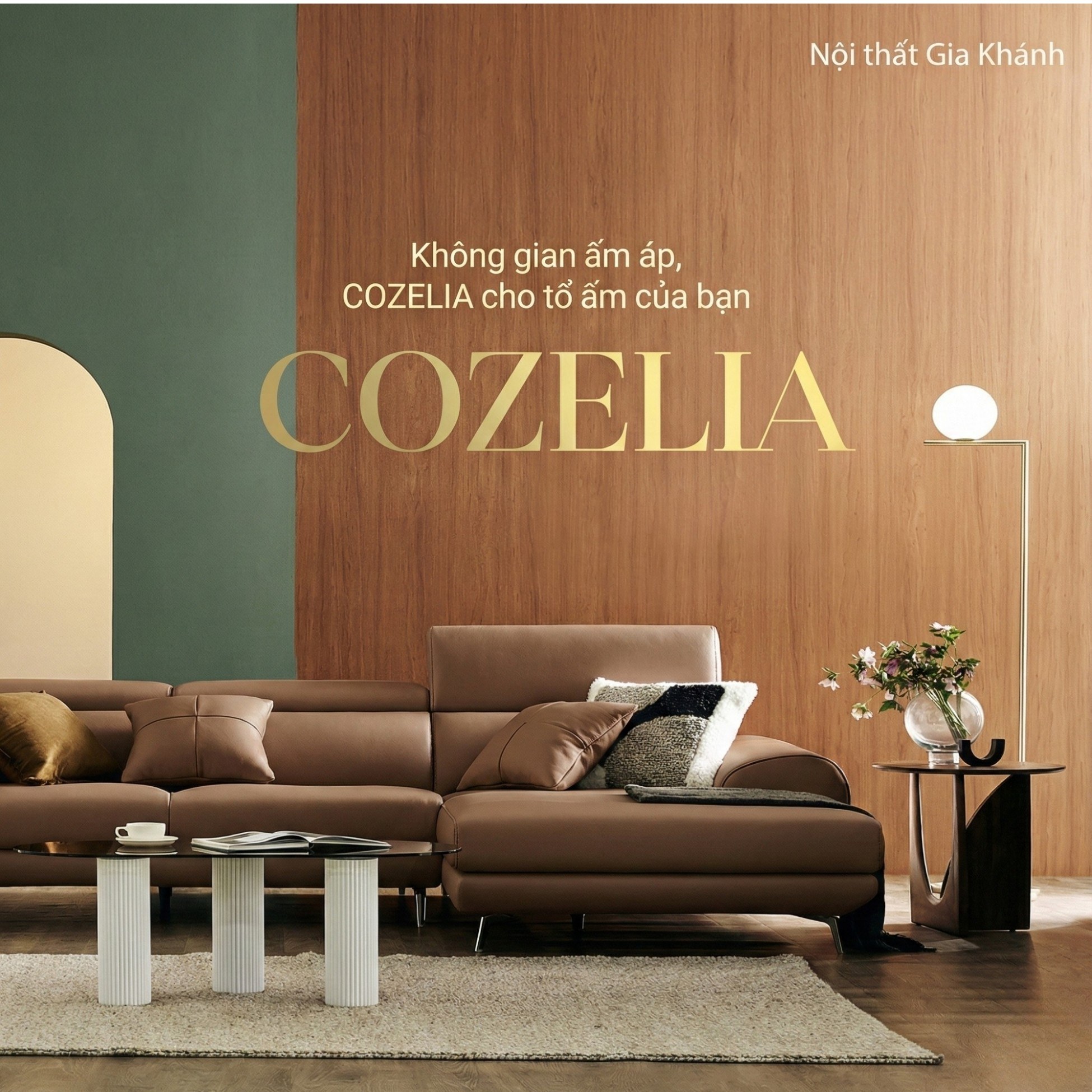 Sofa COZELIA - Sofa Góc Bọc Da Với Tựa Lưng Đa Năng Hiện Đại