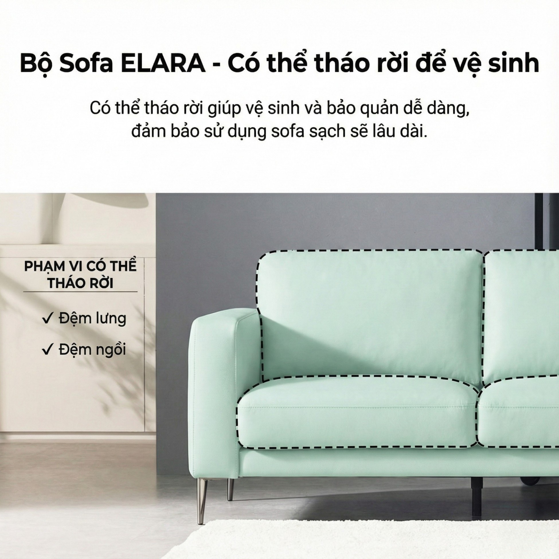 Sofa ELARA - Sofa Hiện Đại Kiểu Dáng Retro Cao Cấp Đem Lại Cảm Giác Thoải Mái