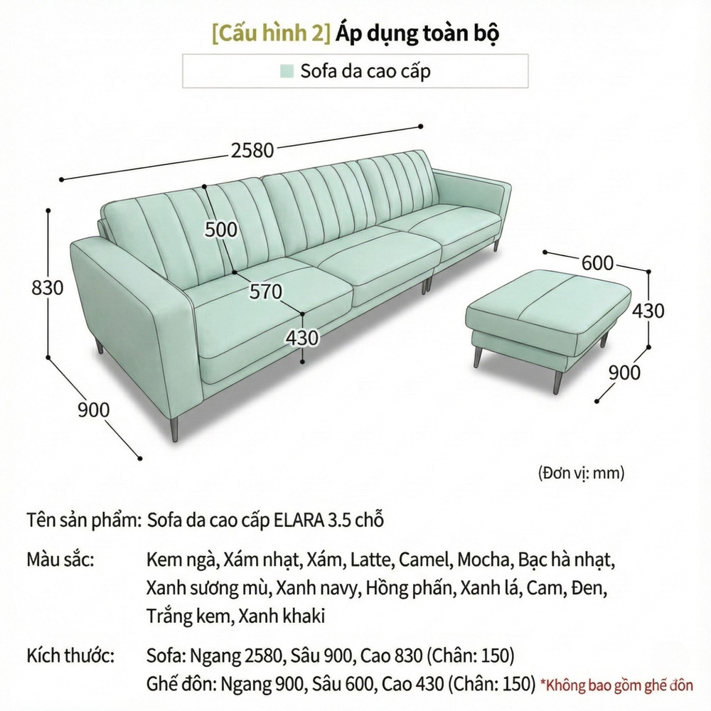 Sofa ELARA - Sofa Hiện Đại Kiểu Dáng Retro Cao Cấp Đem Lại Cảm Giác Thoải Mái