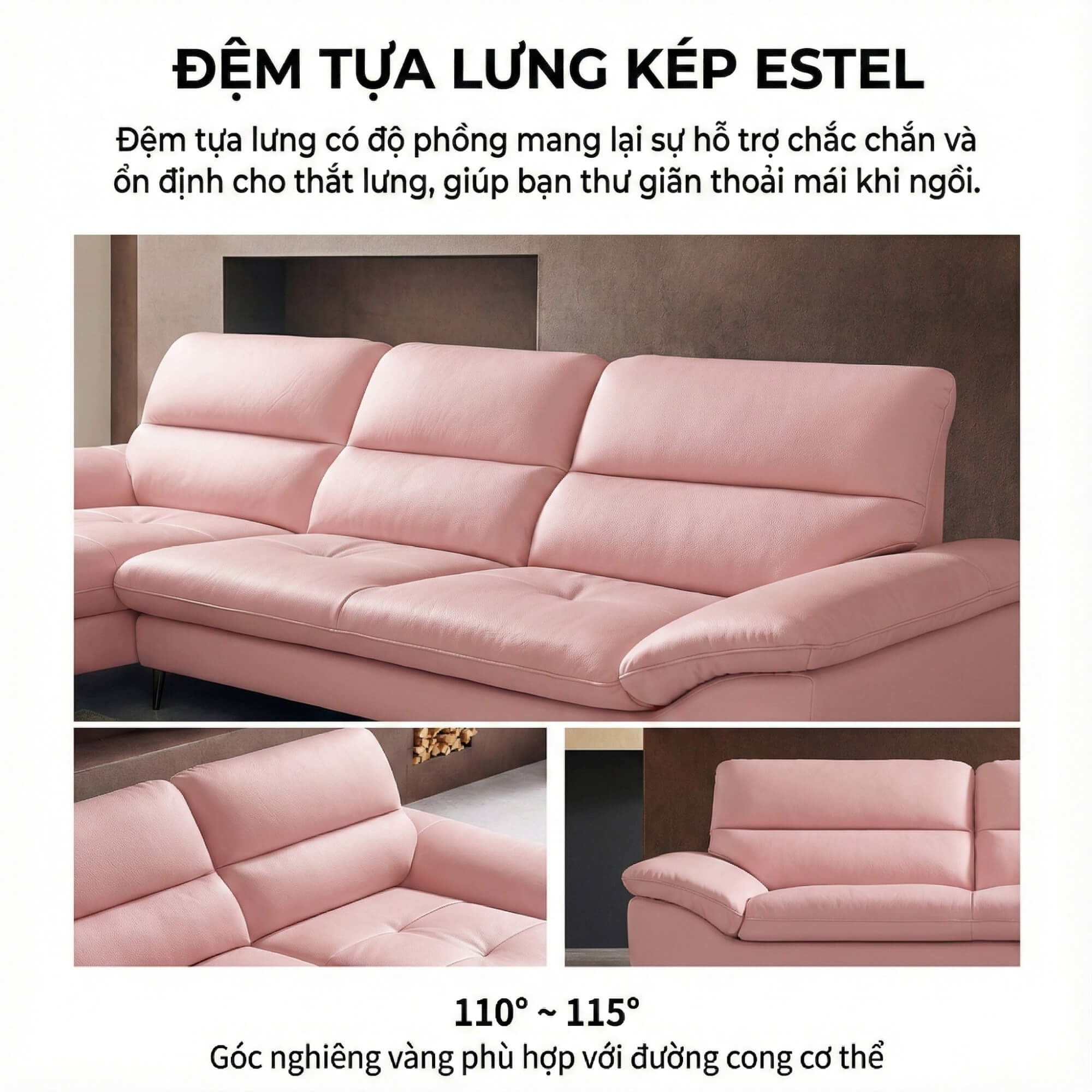 Sofa ESTEL – Sofa Góc Bọc Da Cao Cấp Hiện Đại Và Êm Ái