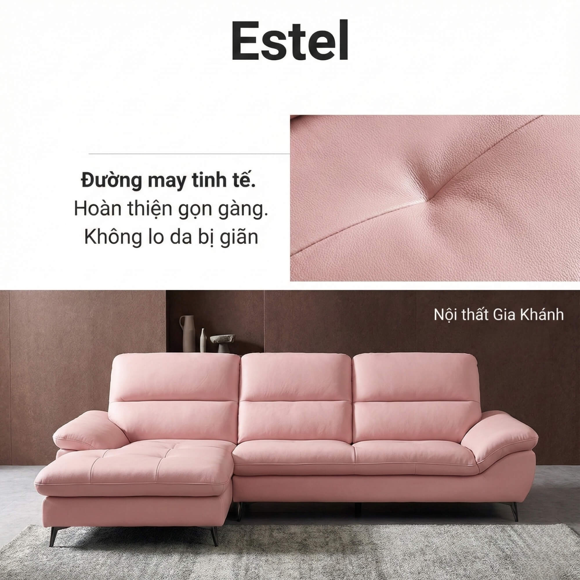 Sofa ESTEL – Sofa Góc Bọc Da Cao Cấp Hiện Đại Và Êm Ái