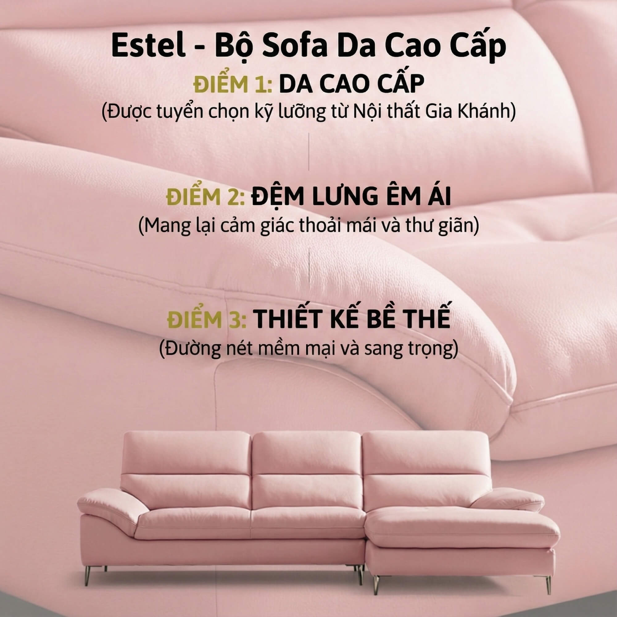 Sofa ESTEL – Sofa Góc Bọc Da Cao Cấp Hiện Đại Và Êm Ái