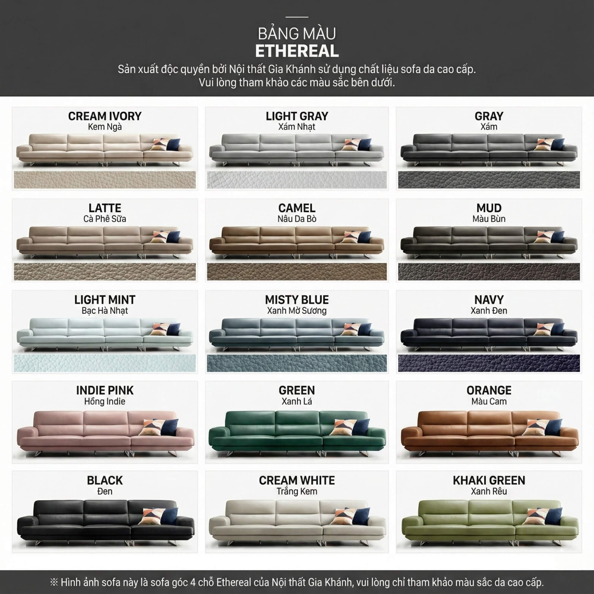 Sofa ETHEREAL - Sofa Băng Bọc Da Thiết kế Mạnh Mẽ, Sang Trọng