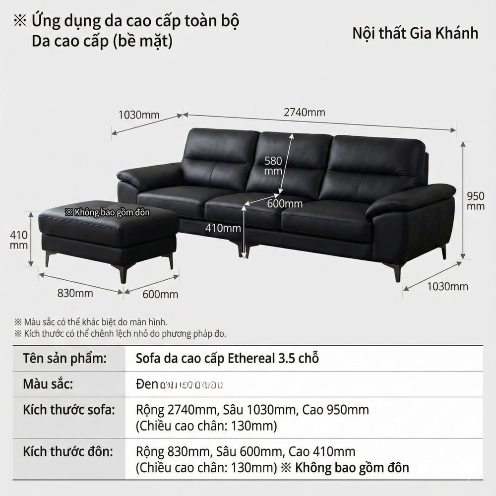 Sofa ETHEREAL - Sofa Băng Bọc Da Thiết kế Mạnh Mẽ, Sang Trọng