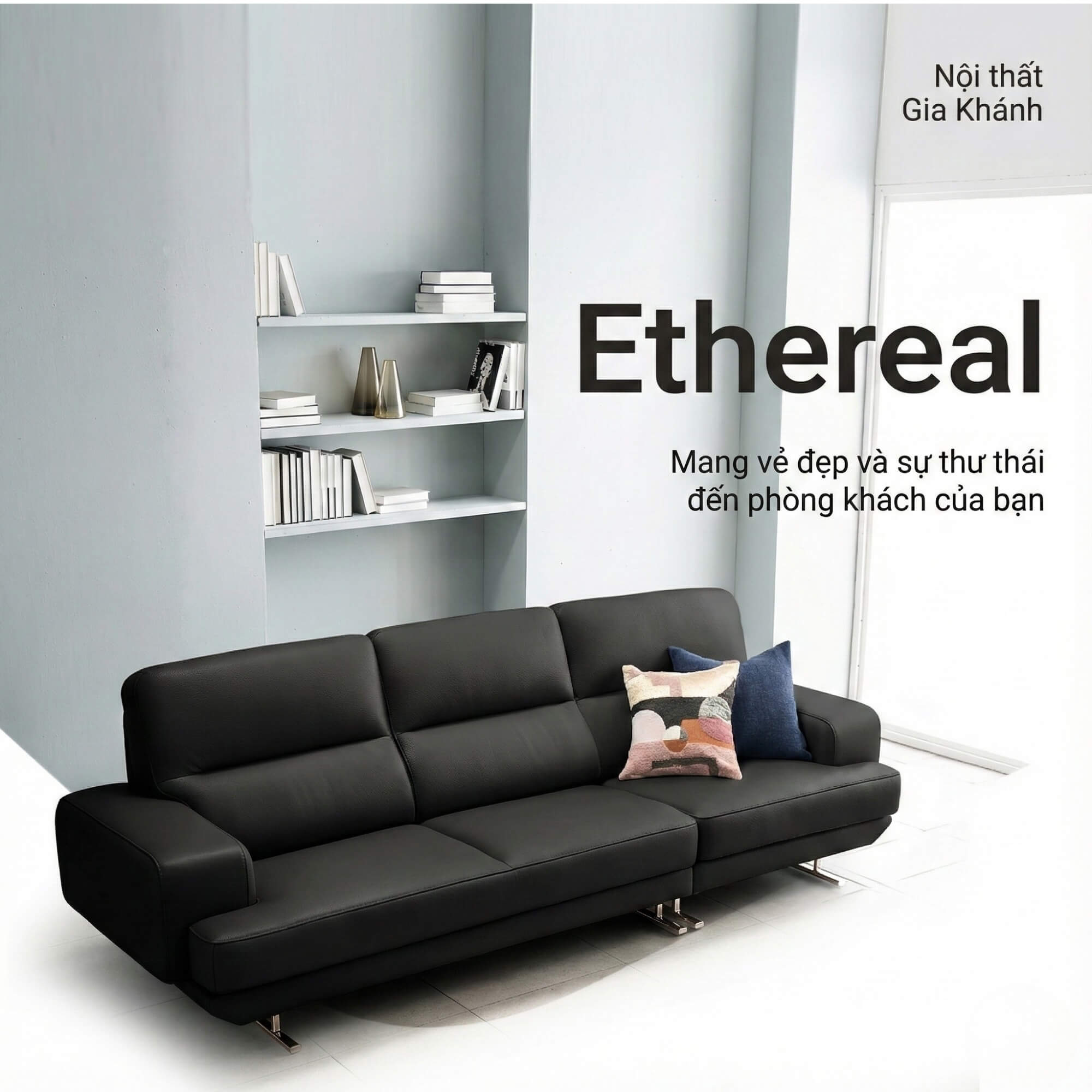 Sofa ETHEREAL - Sofa Băng Bọc Da Thiết kế Mạnh Mẽ, Sang Trọng